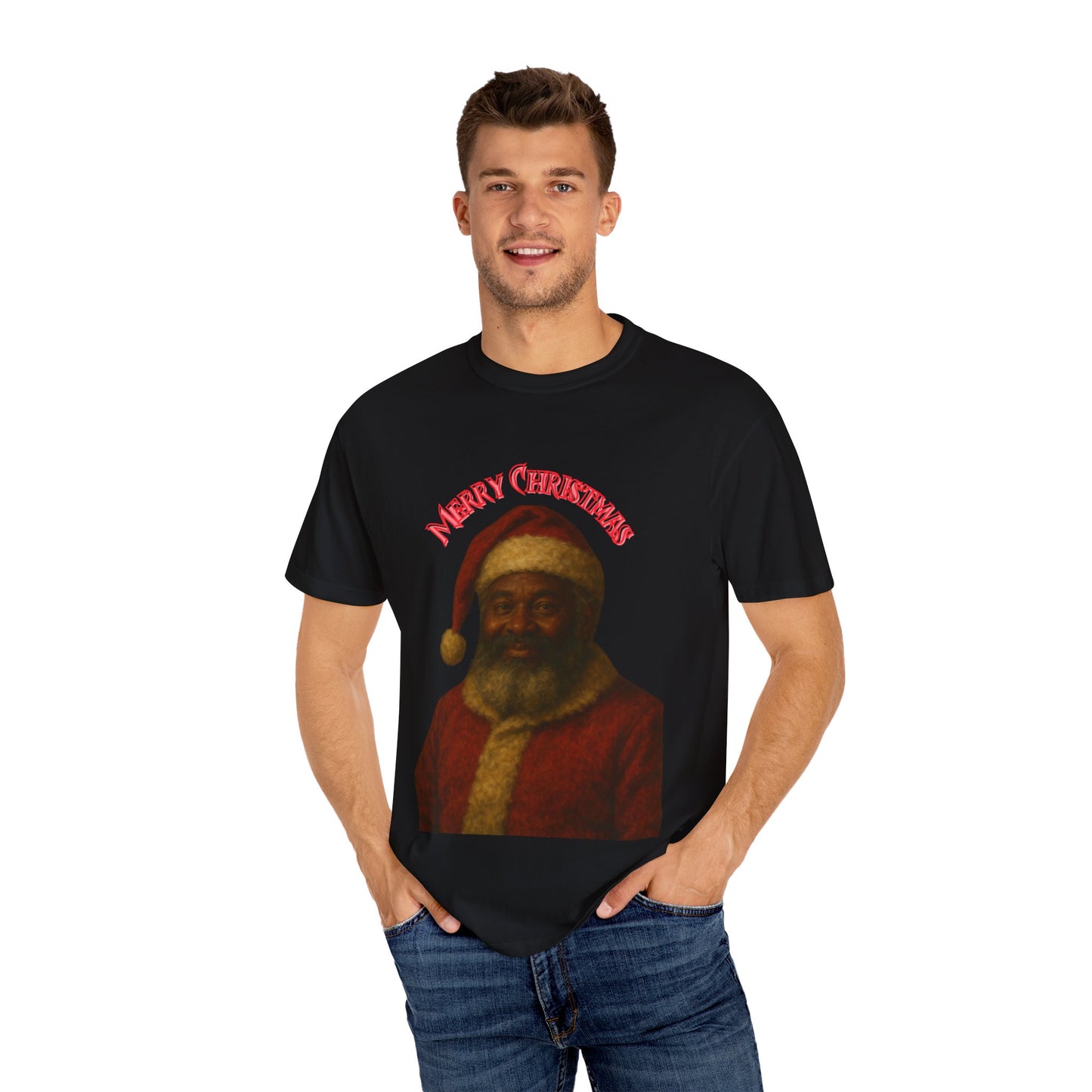 Merry Christmas Vintage Santa T-shirt, Unisex Holiday Tee, Festive Gift, Christmas Apparel, Cool Casual Wear, Seasonal Celebration Shirt