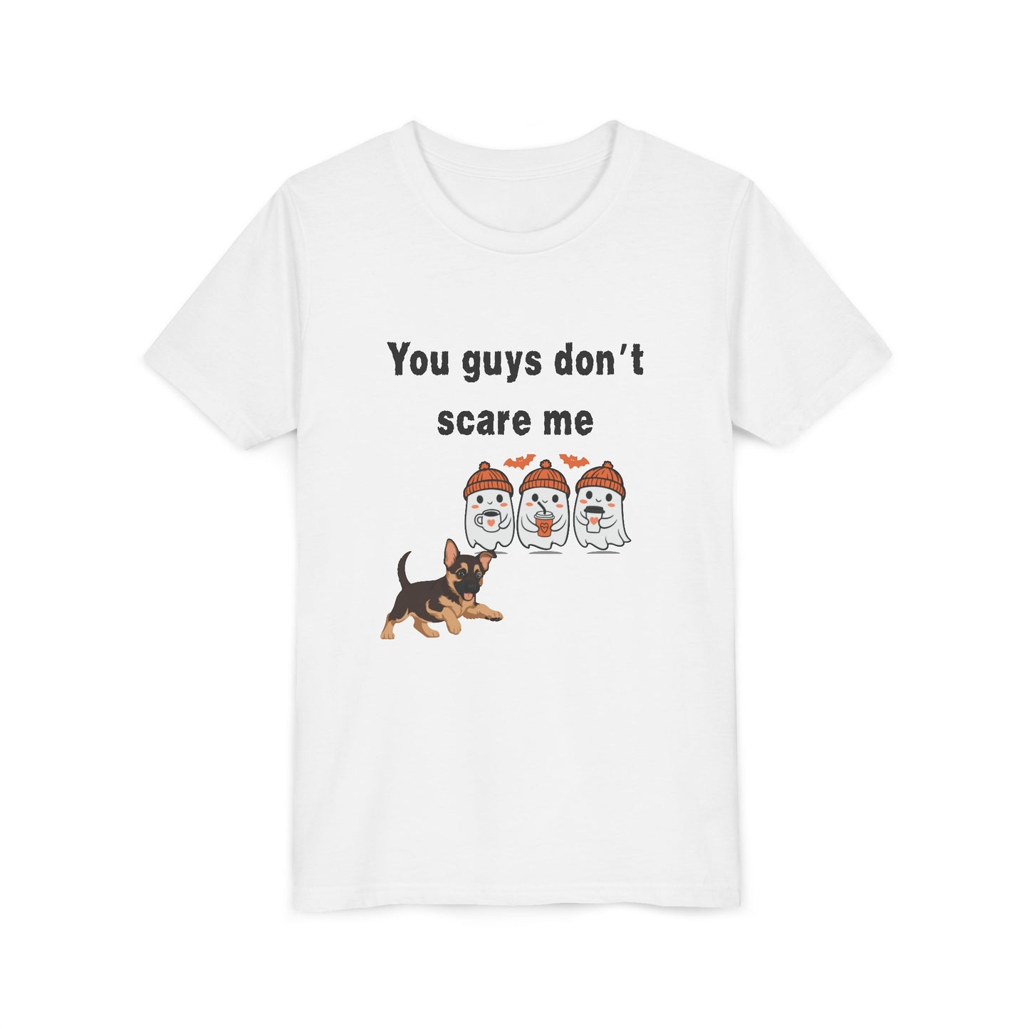 Youth Short Sleeve Tee with Fun Halloween Design, Funny Dog Scare Me Shirt