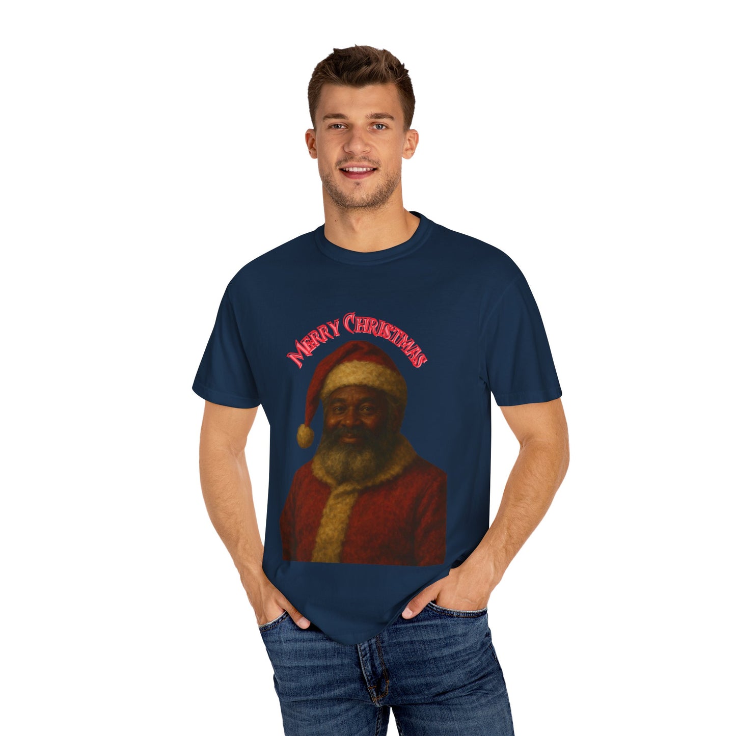 Merry Christmas Vintage Santa T-shirt, Unisex Holiday Tee, Festive Gift, Christmas Apparel, Cool Casual Wear, Seasonal Celebration Shirt
