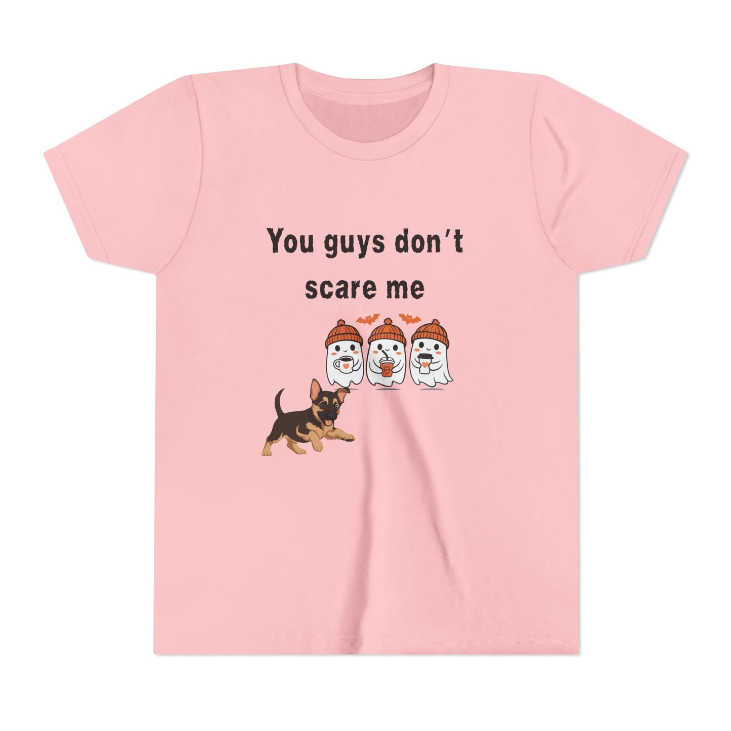 Youth Short Sleeve Tee with Fun Halloween Design, Funny Dog Scare Me Shirt