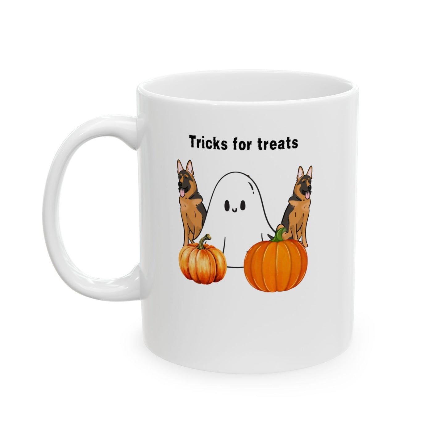 Ceramic Mug with German Shepards and Ghost Design, 11oz