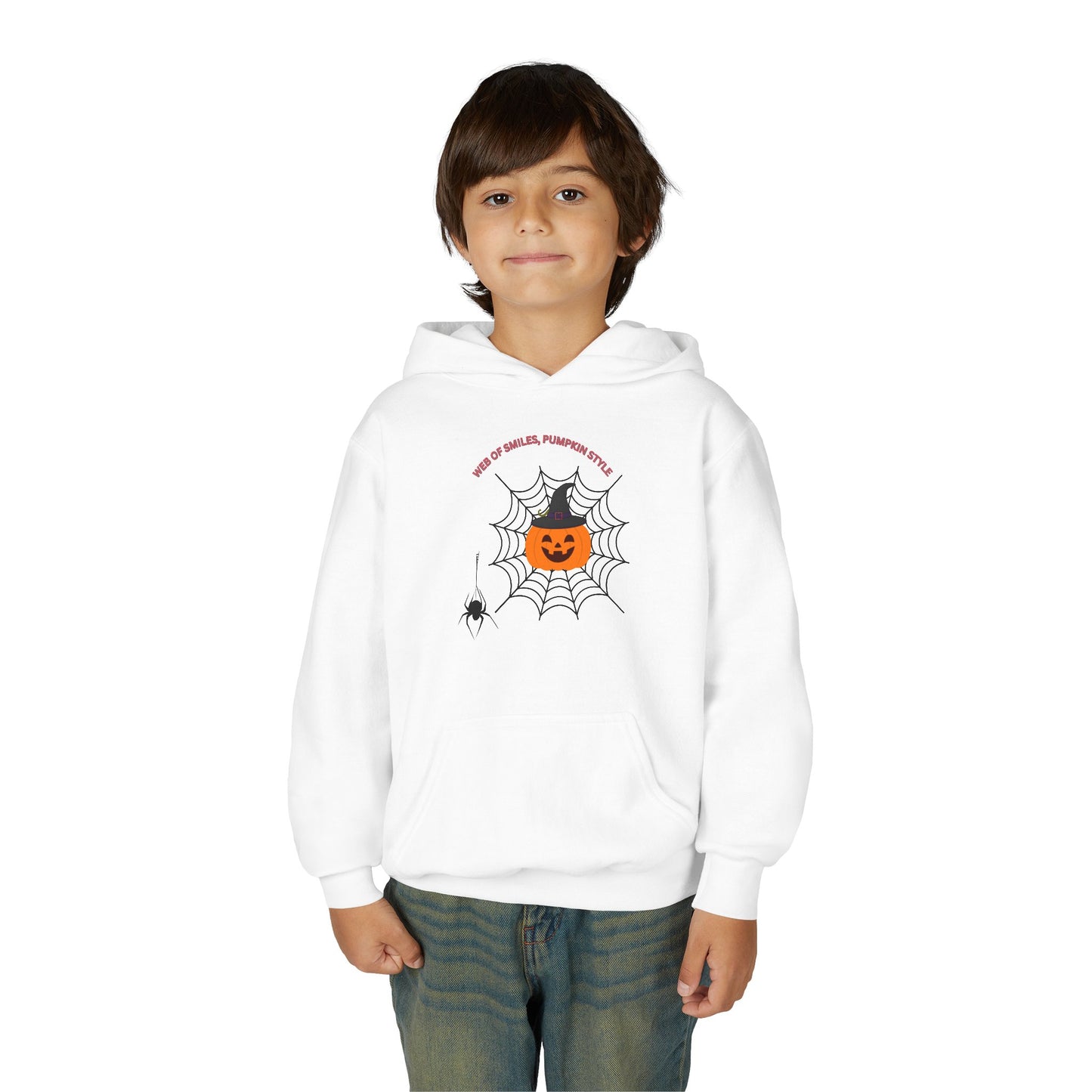 Youth Halloween Pumpkin Hoodie, Fun Fall Apparel, Kid's Cozy Sweatshirt for Halloween, Pumpkin Spice Theme, Spooky Season Must-Have