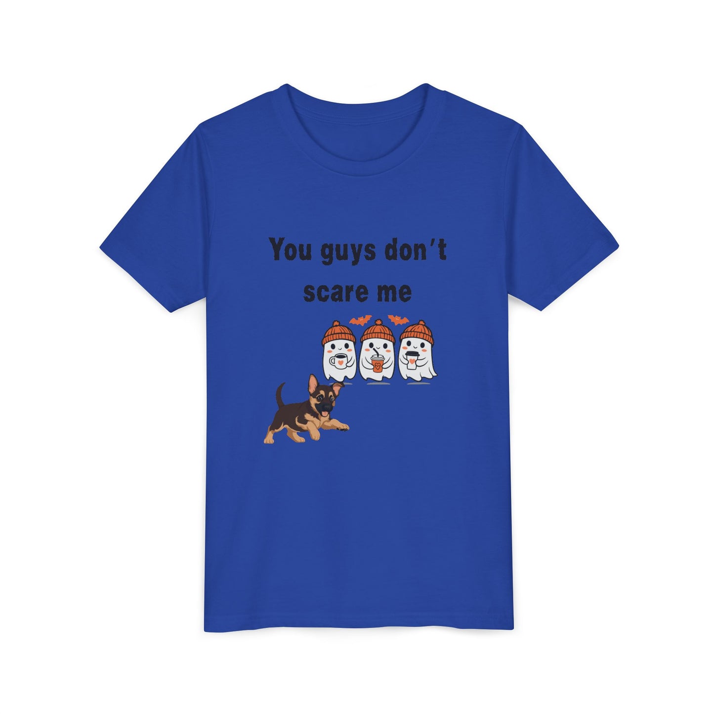 Youth Short Sleeve Tee with Fun Halloween Design, Funny Dog Scare Me Shirt