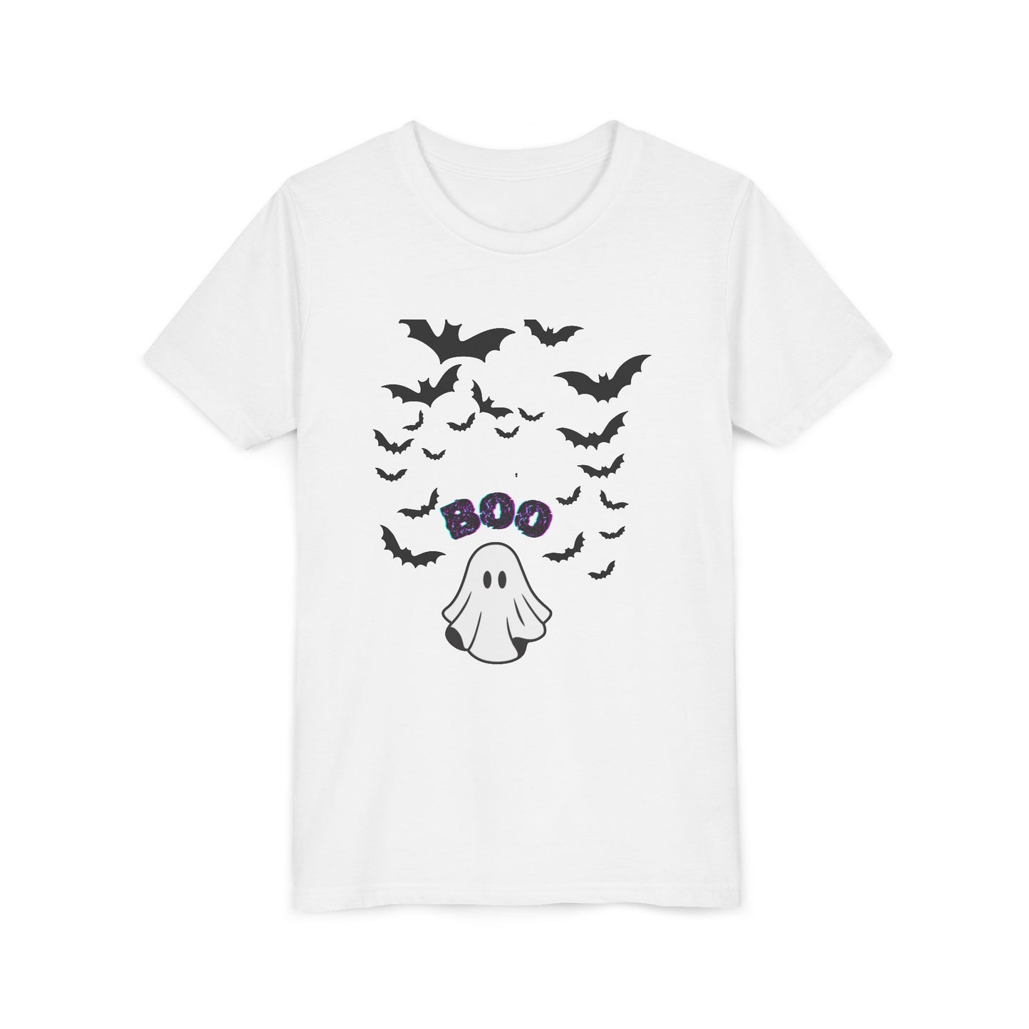 Halloween Youth Tee, Spooky Ghost & Bats Shirt