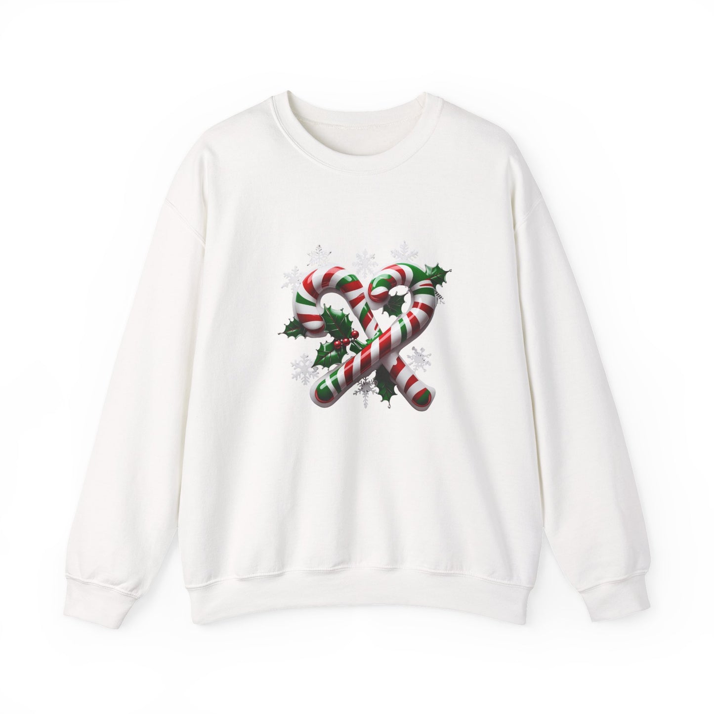 Holiday Candy Cane Sweatshirt - Christmas Sweater, Festive Crewneck