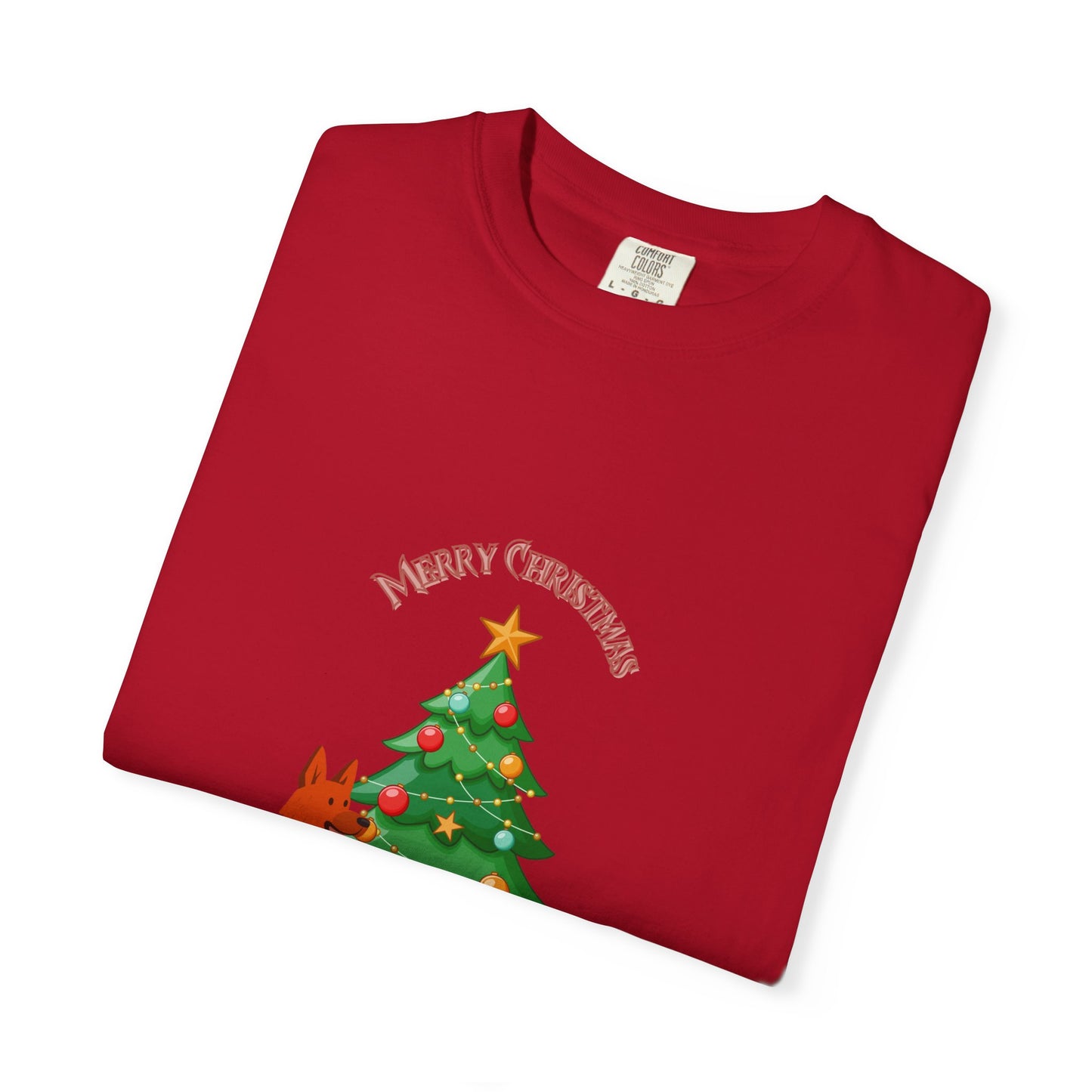 Merry Christmas Dog T-shirt | Unisex Garment-Dyed Tee for Holiday Cheer, Dog Lovers, Christmas Gift, Festive Apparel, Winter Fun