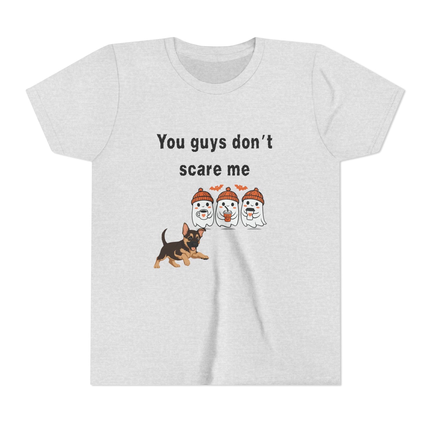 Youth Short Sleeve Tee with Fun Halloween Design, Funny Dog Scare Me Shirt