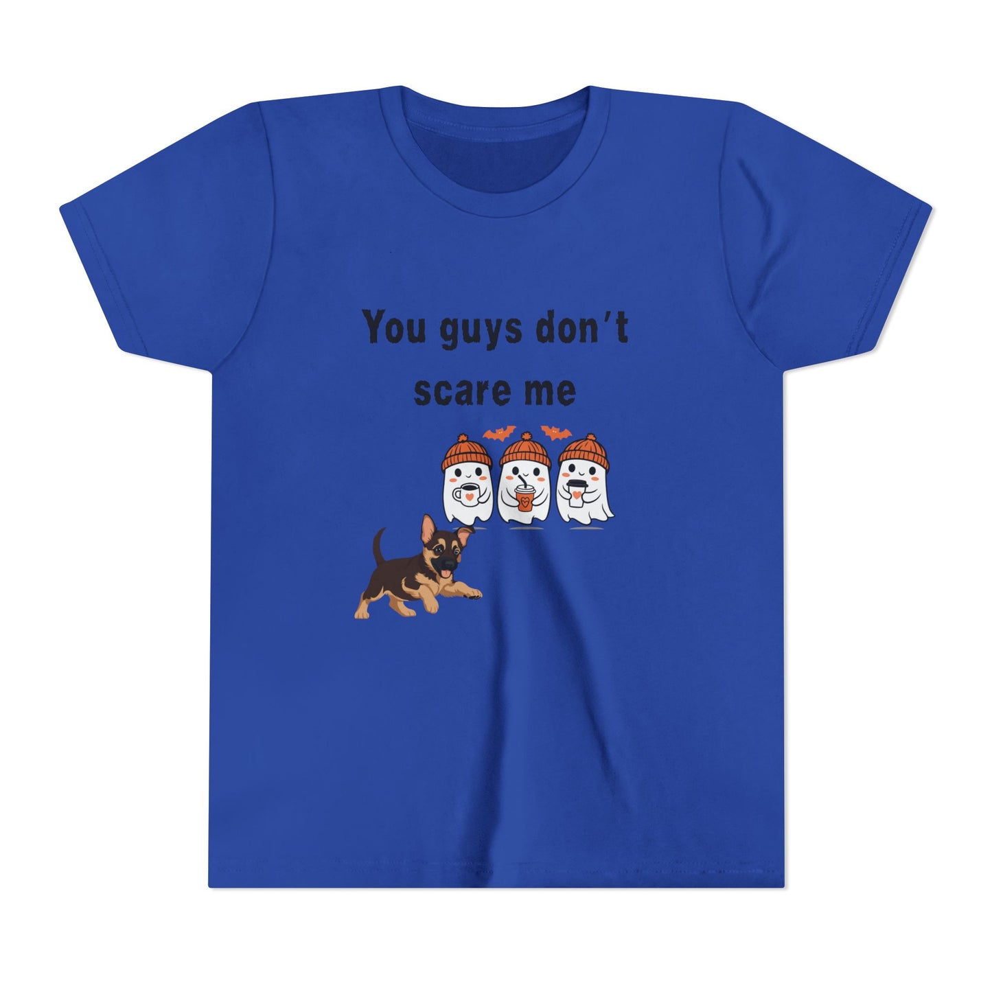 Youth Short Sleeve Tee with Fun Halloween Design, Funny Dog Scare Me Shirt