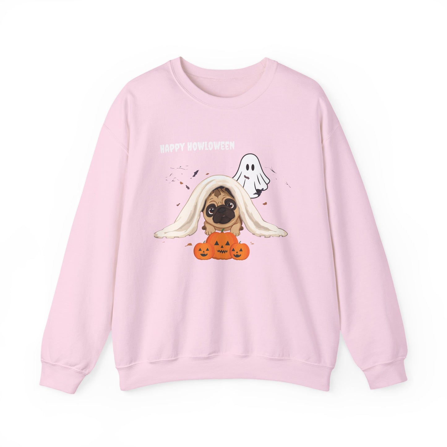 Crewneck Sweatshirt - Cute Pug Halloween Ghost Design