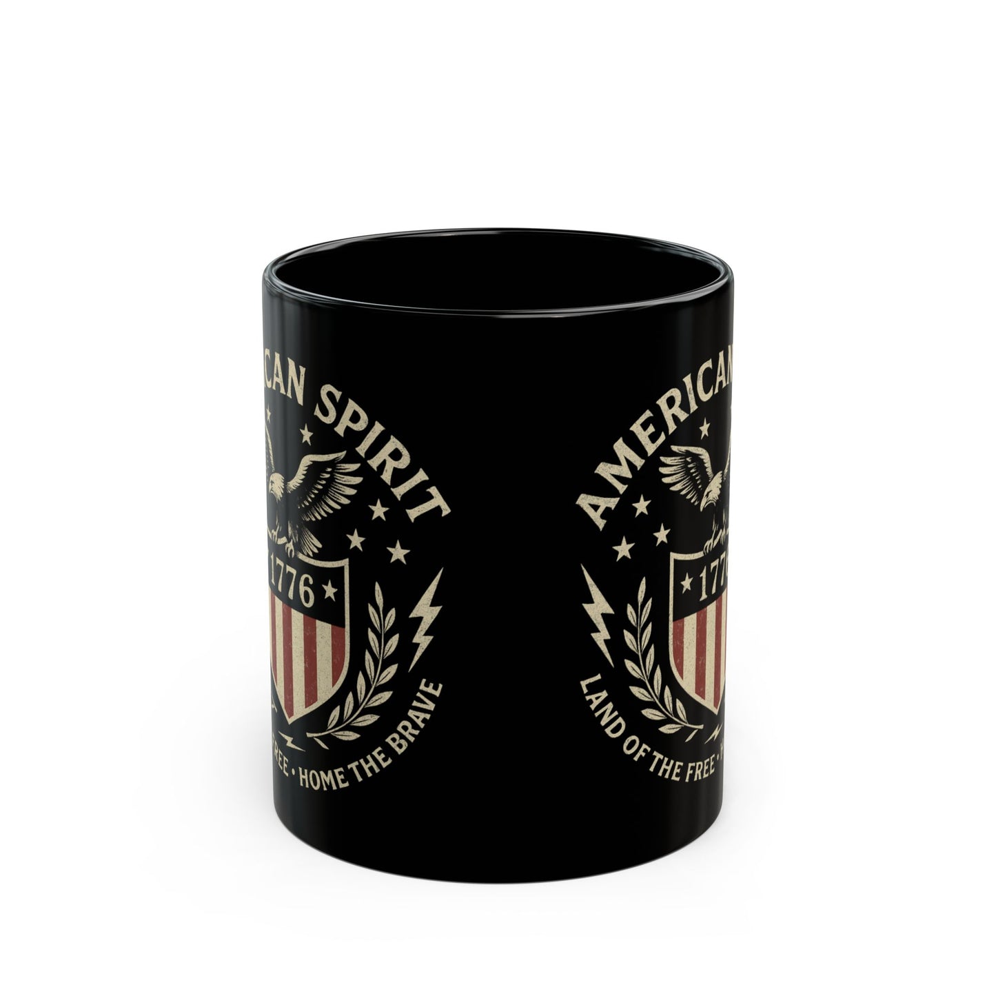 Patriotic Black Mug - American Spirit, 4th of July Gift, Coffee Mug, Veteran Appreciation, Home Decor