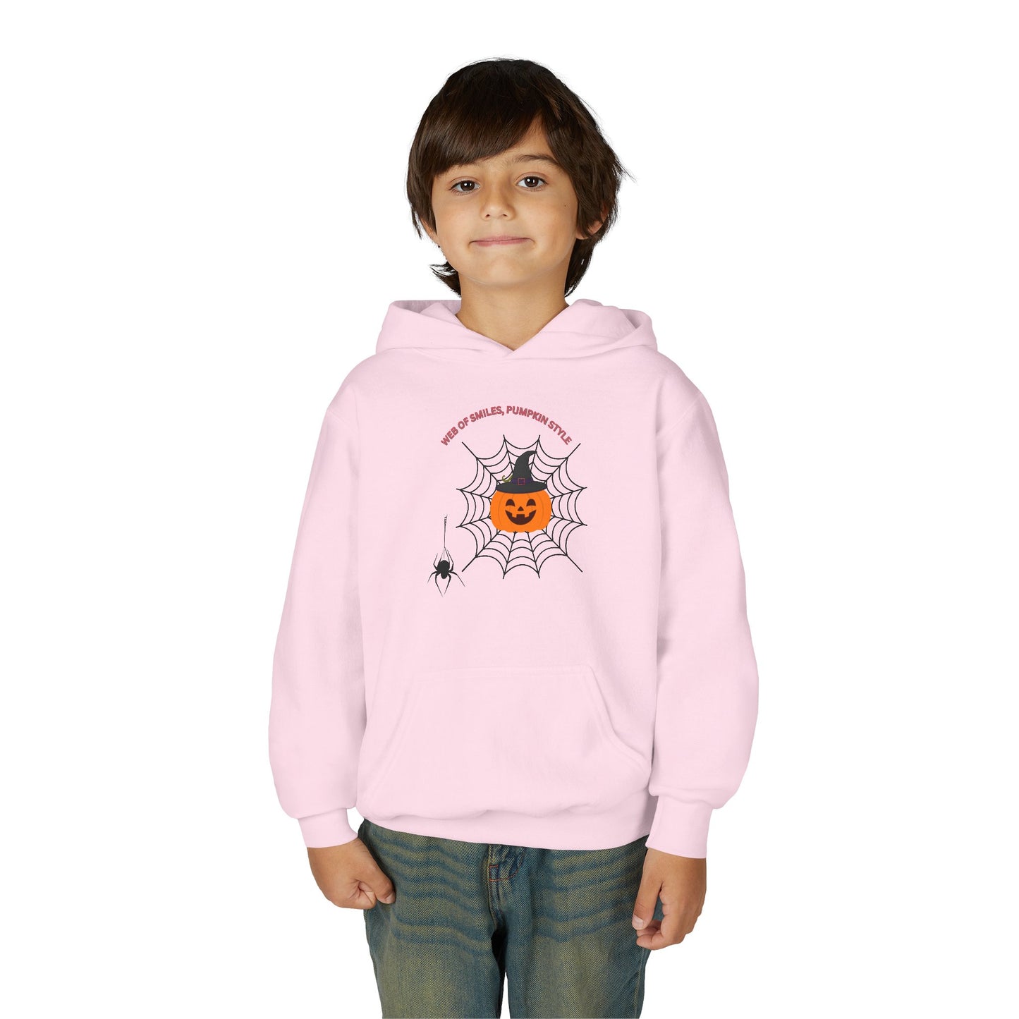 Youth Halloween Pumpkin Hoodie, Fun Fall Apparel, Kid's Cozy Sweatshirt for Halloween, Pumpkin Spice Theme, Spooky Season Must-Have