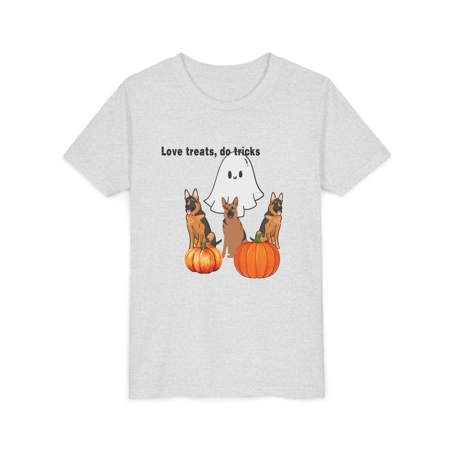Adorable Halloween Dog Tee, Perfect for Kids, Love Treats Do Tricks T-Shirt
