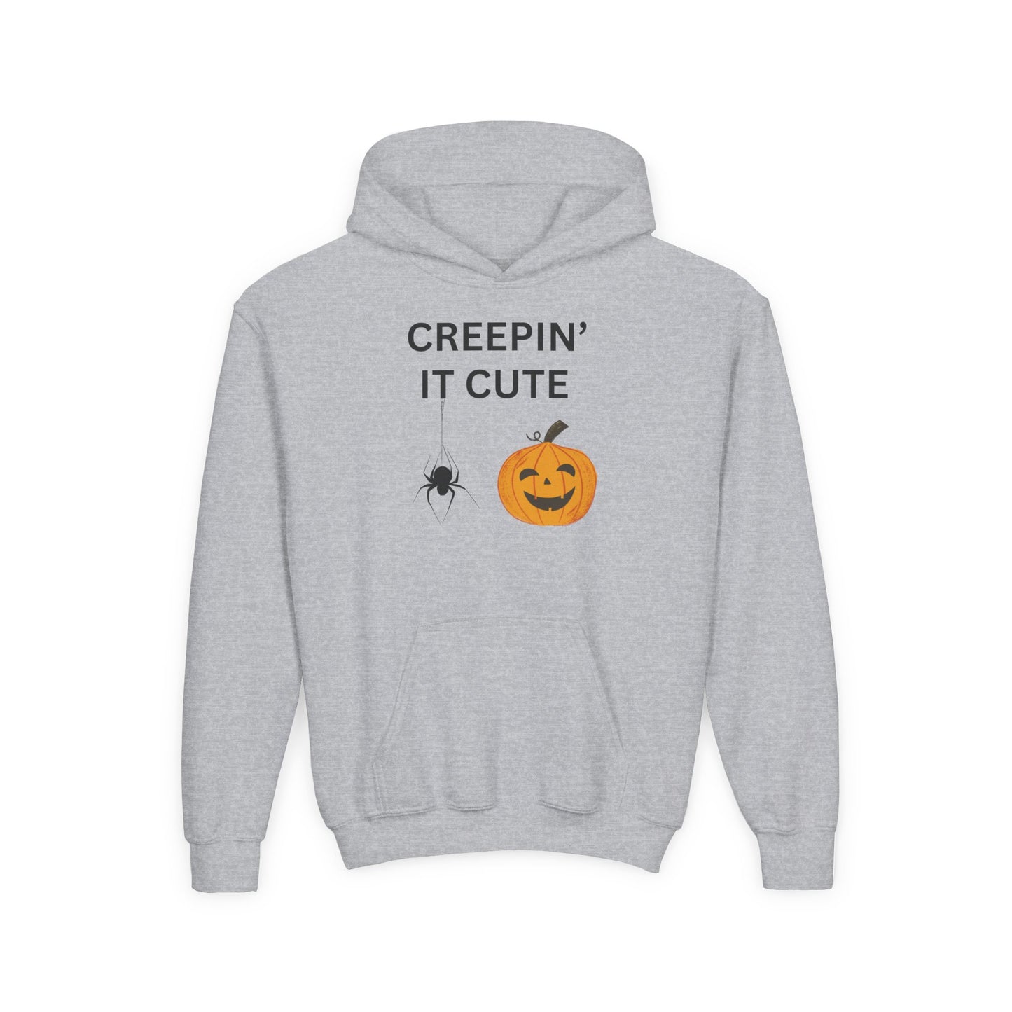 Halloween Youth Hoodie - Creepin' It Cute, Spooky Sweatshirt, Kids Halloween Costume, Cozy Fall Wear, Trick or Treat Apparel