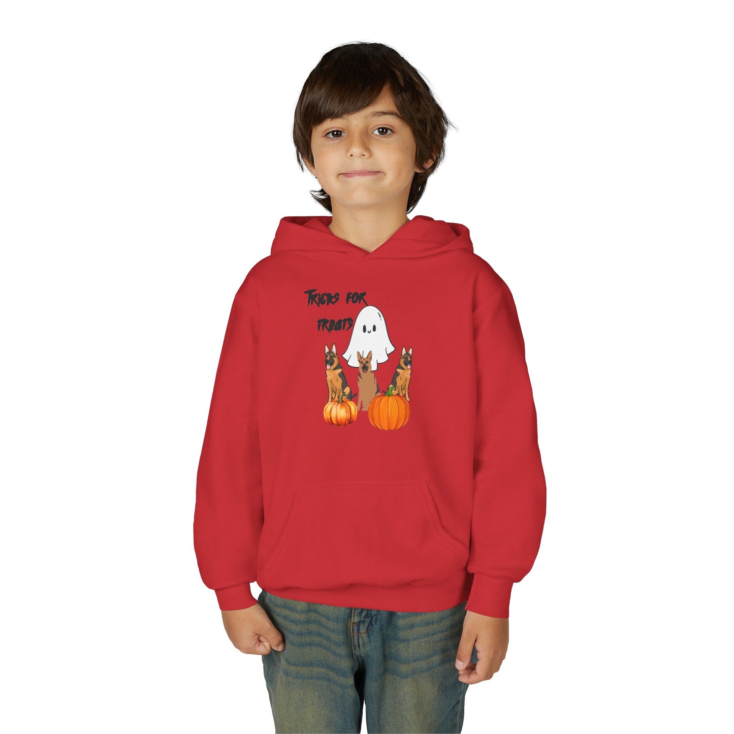 Youth Halloween Sweatshirt with Ghost and Pumpkins