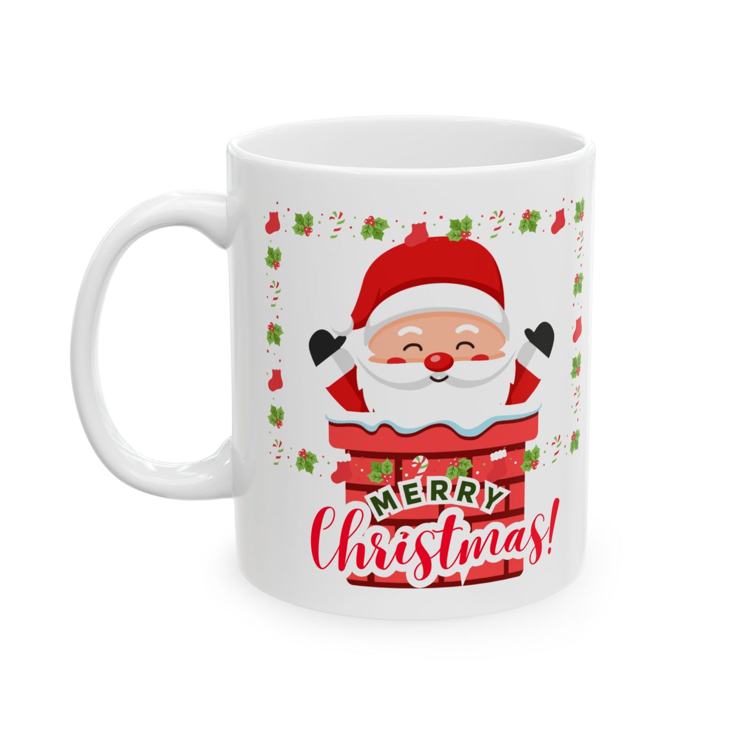 Festive Santa Mug, Holiday Coffee Cup, Christmas Gift