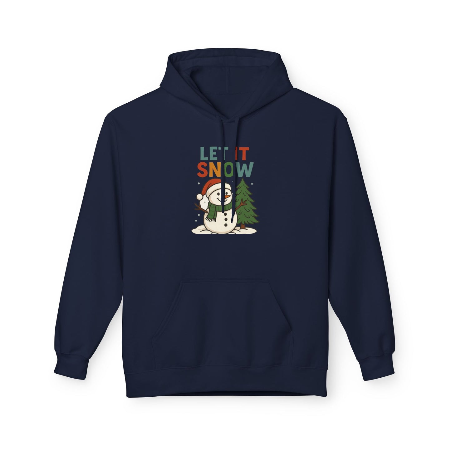 Let It Snow Fleece Hoodie | Cozy Winter Apparel, Christmas Gift, Unisex Pullover, Holiday Wear, Snowman Design