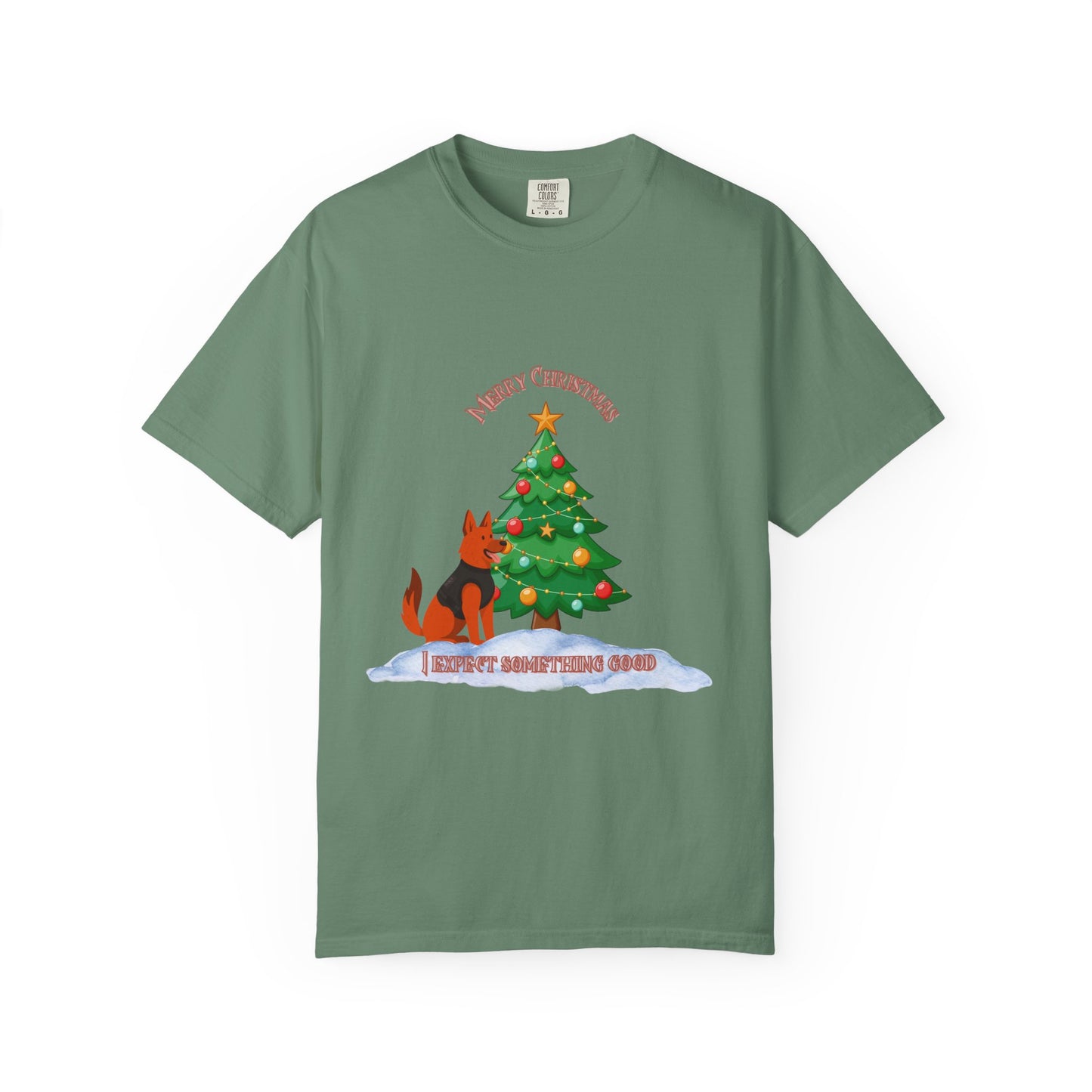 Merry Christmas Dog T-shirt | Unisex Garment-Dyed Tee for Holiday Cheer, Dog Lovers, Christmas Gift, Festive Apparel, Winter Fun
