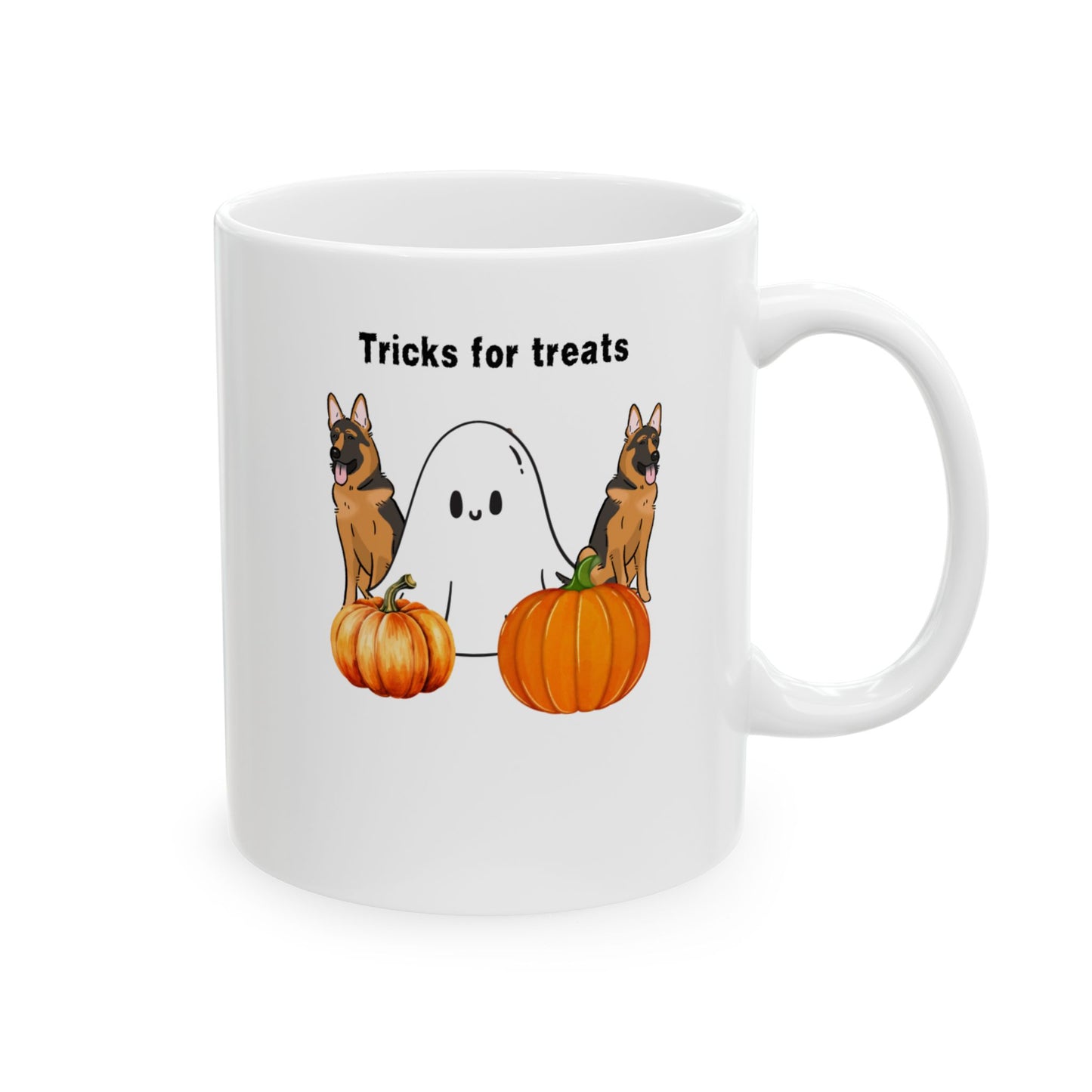 Ceramic Mug with German Shepards and Ghost Design, 11oz