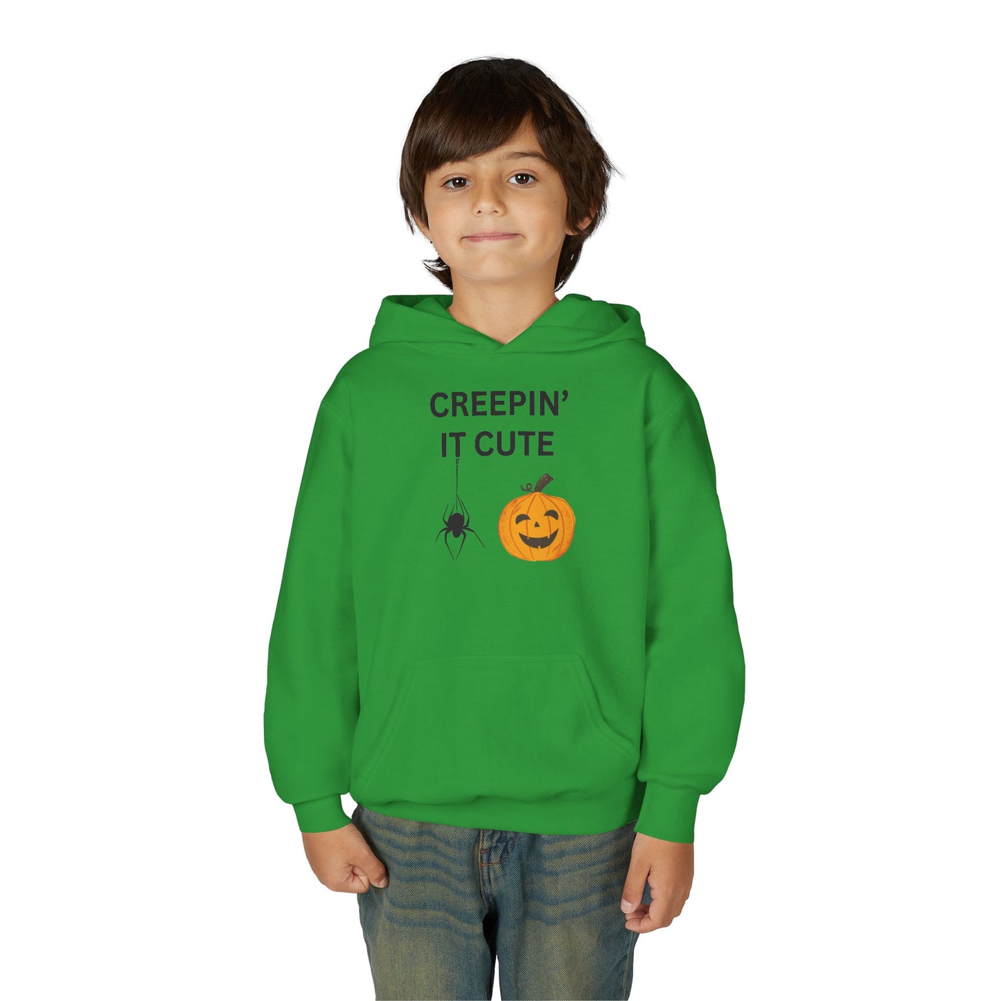 Halloween Youth Hoodie - Creepin' It Cute, Spooky Sweatshirt, Kids Halloween Costume, Cozy Fall Wear, Trick or Treat Apparel