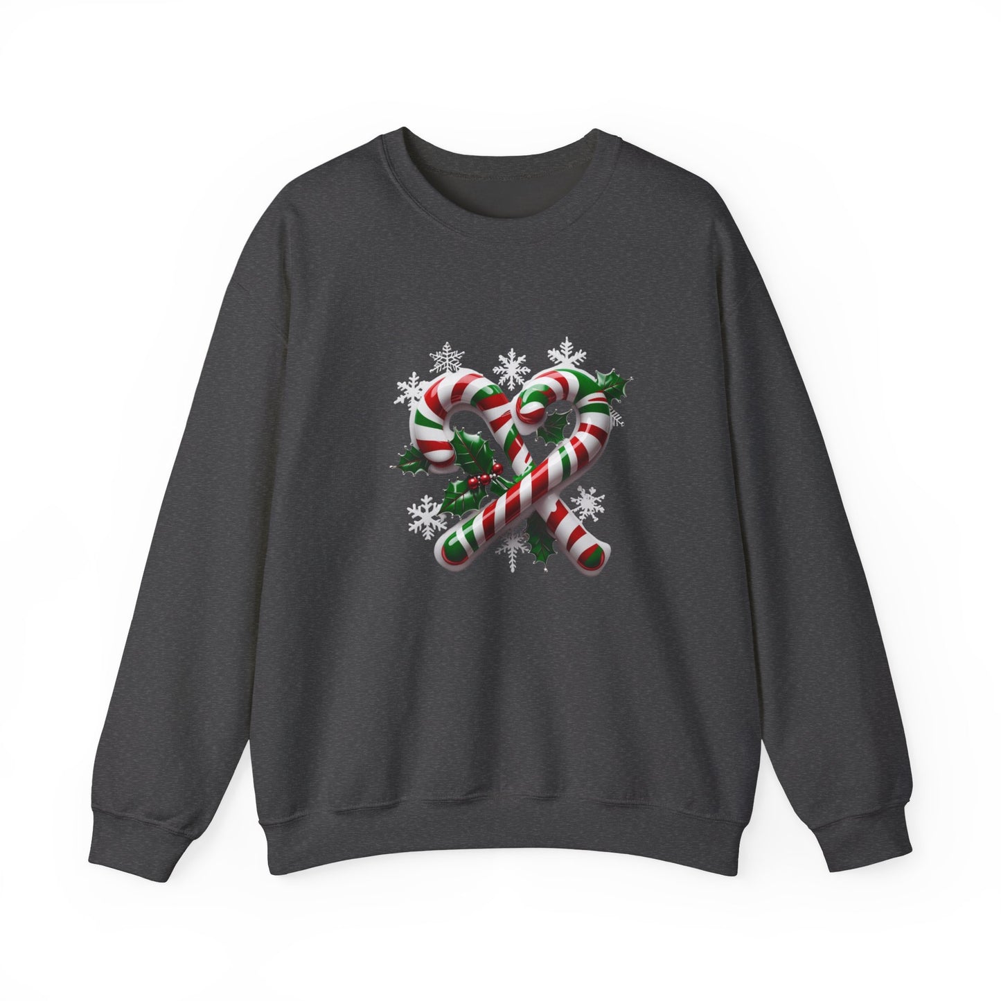 Holiday Candy Cane Sweatshirt - Christmas Sweater, Festive Crewneck