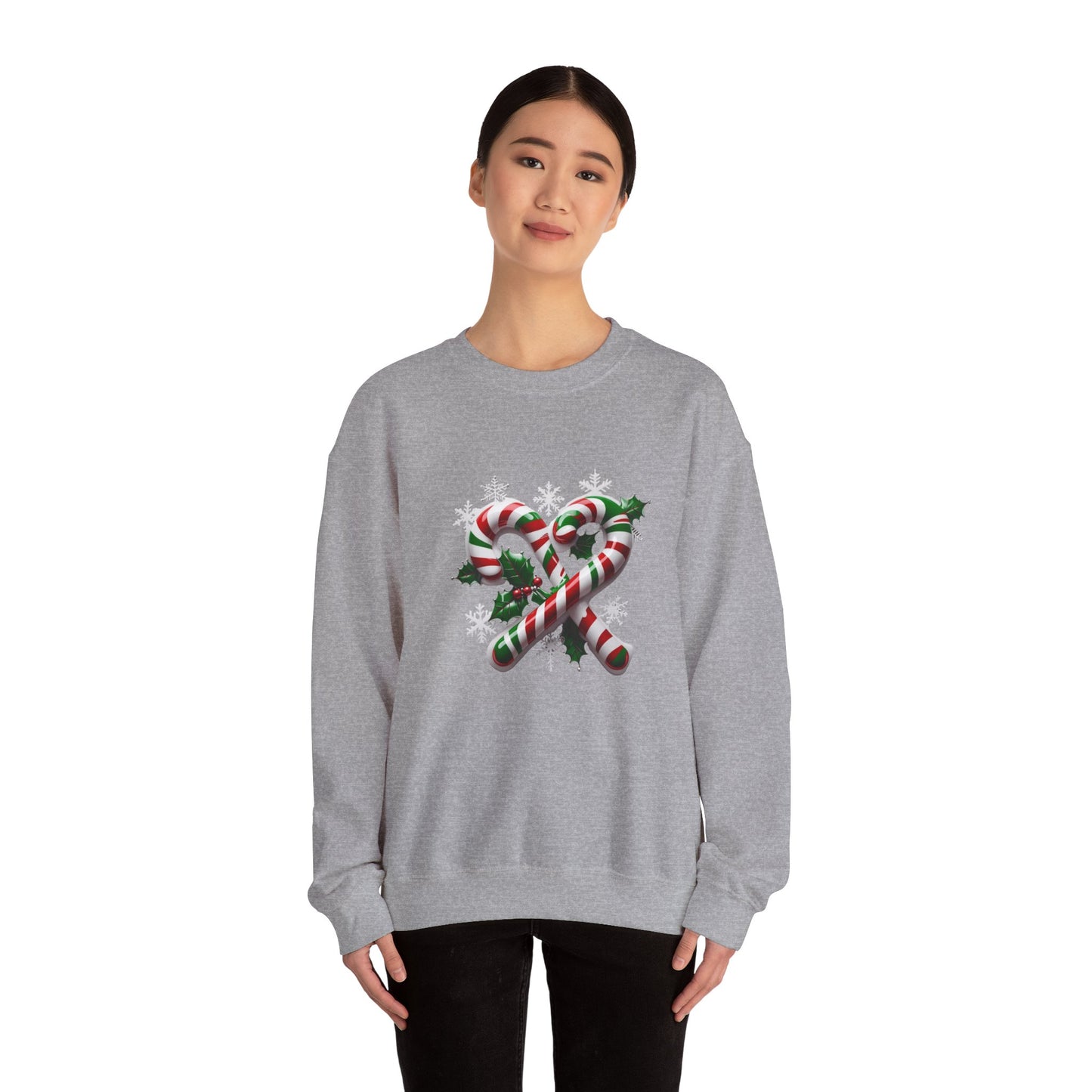 Holiday Candy Cane Sweatshirt - Christmas Sweater, Festive Crewneck
