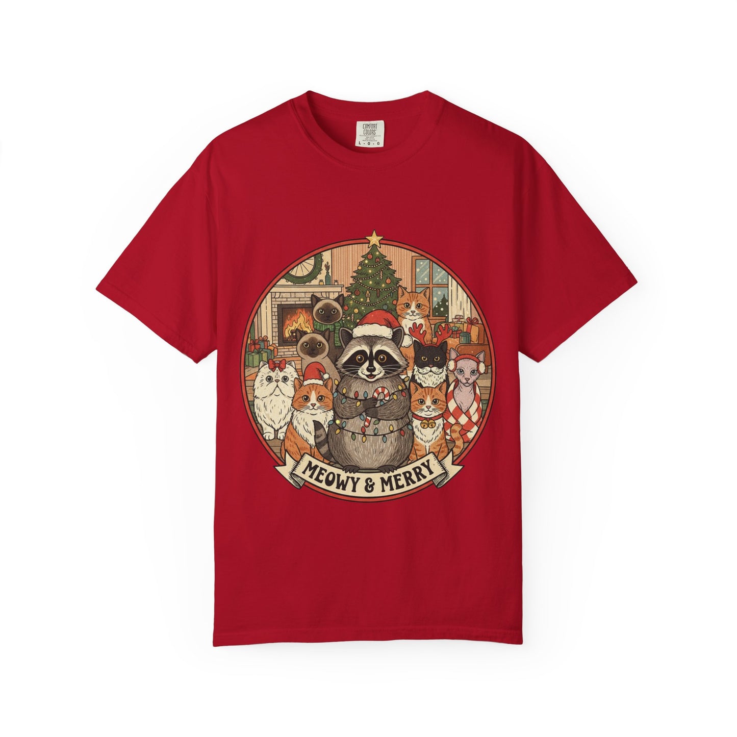 Meowy & Merry Holiday T-shirt, Cute Pet Lover Tee, Unisex Christmas Shirt, Gift for Cat Lovers, Fun Festive Apparel