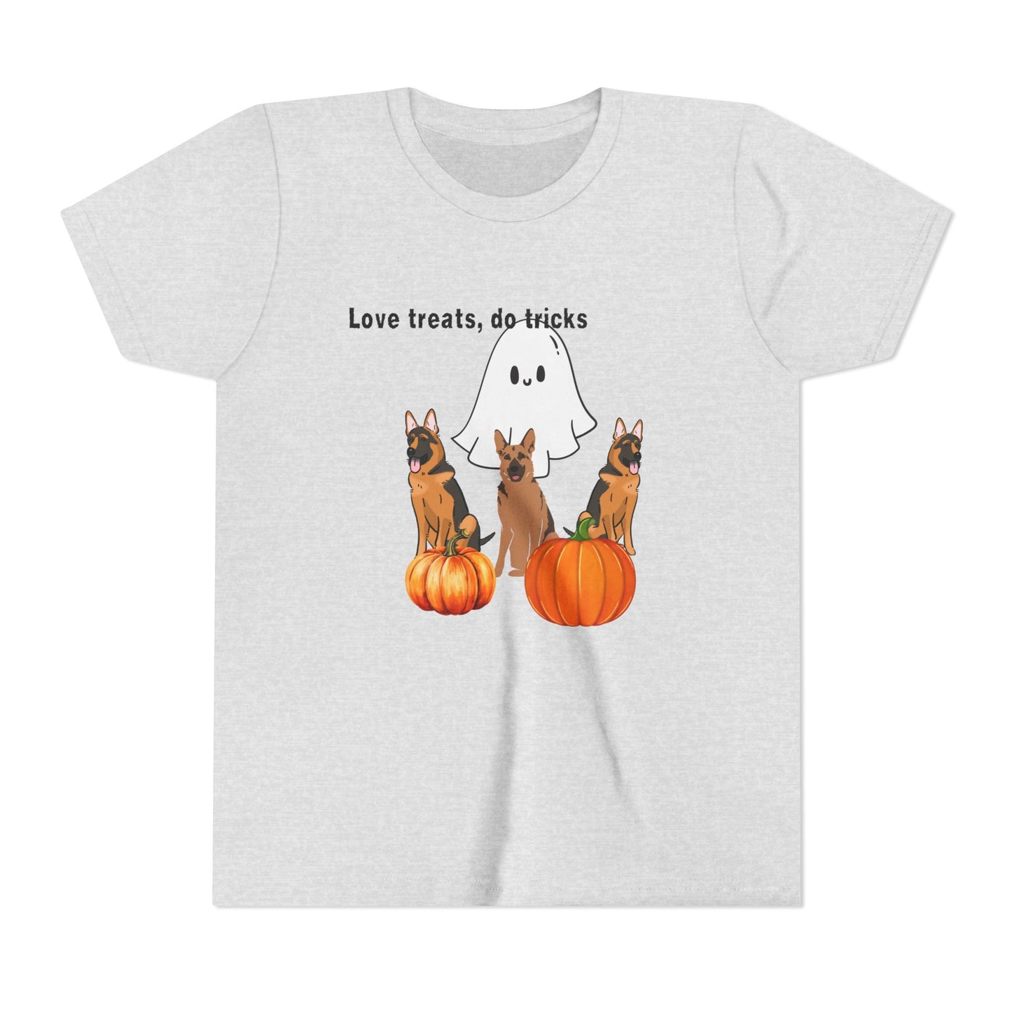 Adorable Halloween Dog Tee, Perfect for Kids, Love Treats Do Tricks T-Shirt