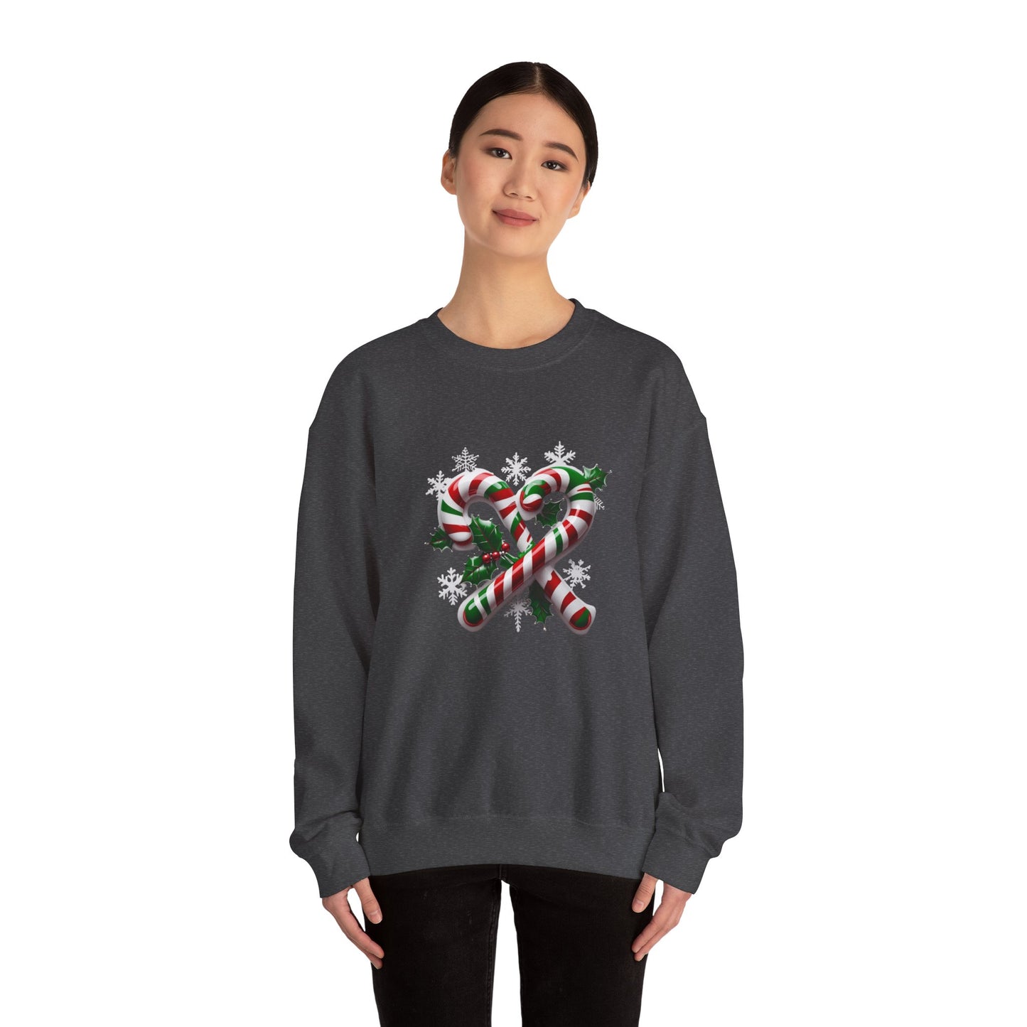 Holiday Candy Cane Sweatshirt - Christmas Sweater, Festive Crewneck