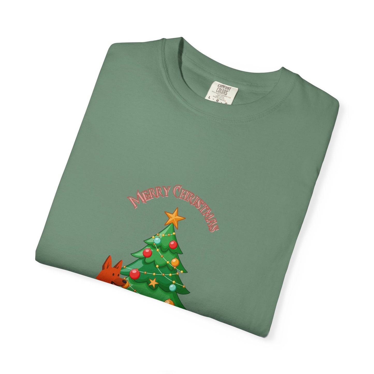 Merry Christmas Dog T-shirt | Unisex Garment-Dyed Tee for Holiday Cheer, Dog Lovers, Christmas Gift, Festive Apparel, Winter Fun