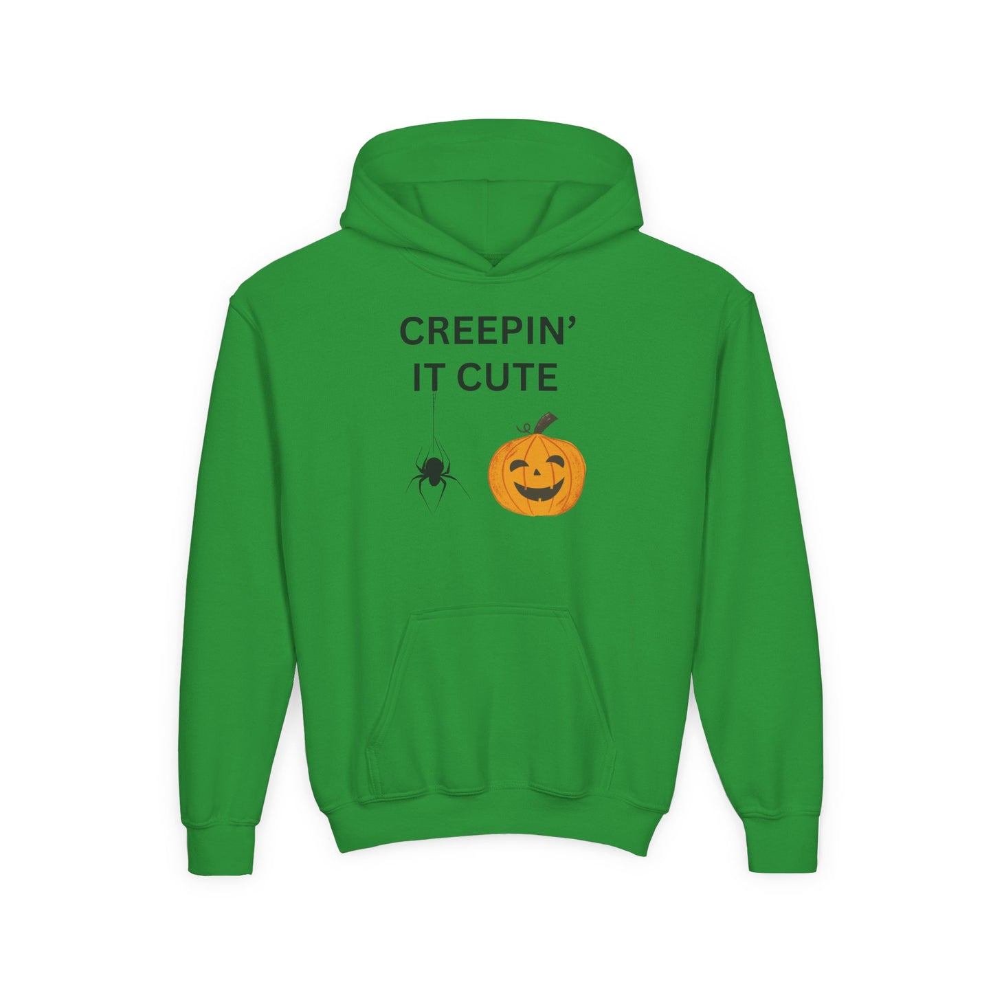 Halloween Youth Hoodie - Creepin' It Cute, Spooky Sweatshirt, Kids Halloween Costume, Cozy Fall Wear, Trick or Treat Apparel
