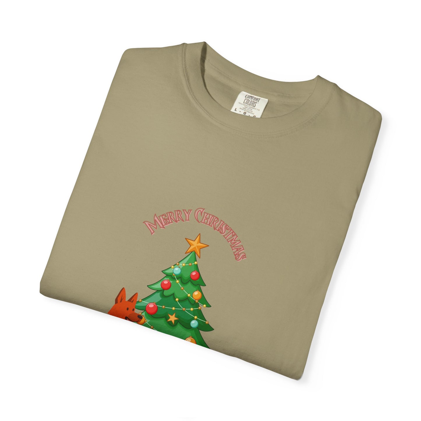 Merry Christmas Dog T-shirt | Unisex Garment-Dyed Tee for Holiday Cheer, Dog Lovers, Christmas Gift, Festive Apparel, Winter Fun