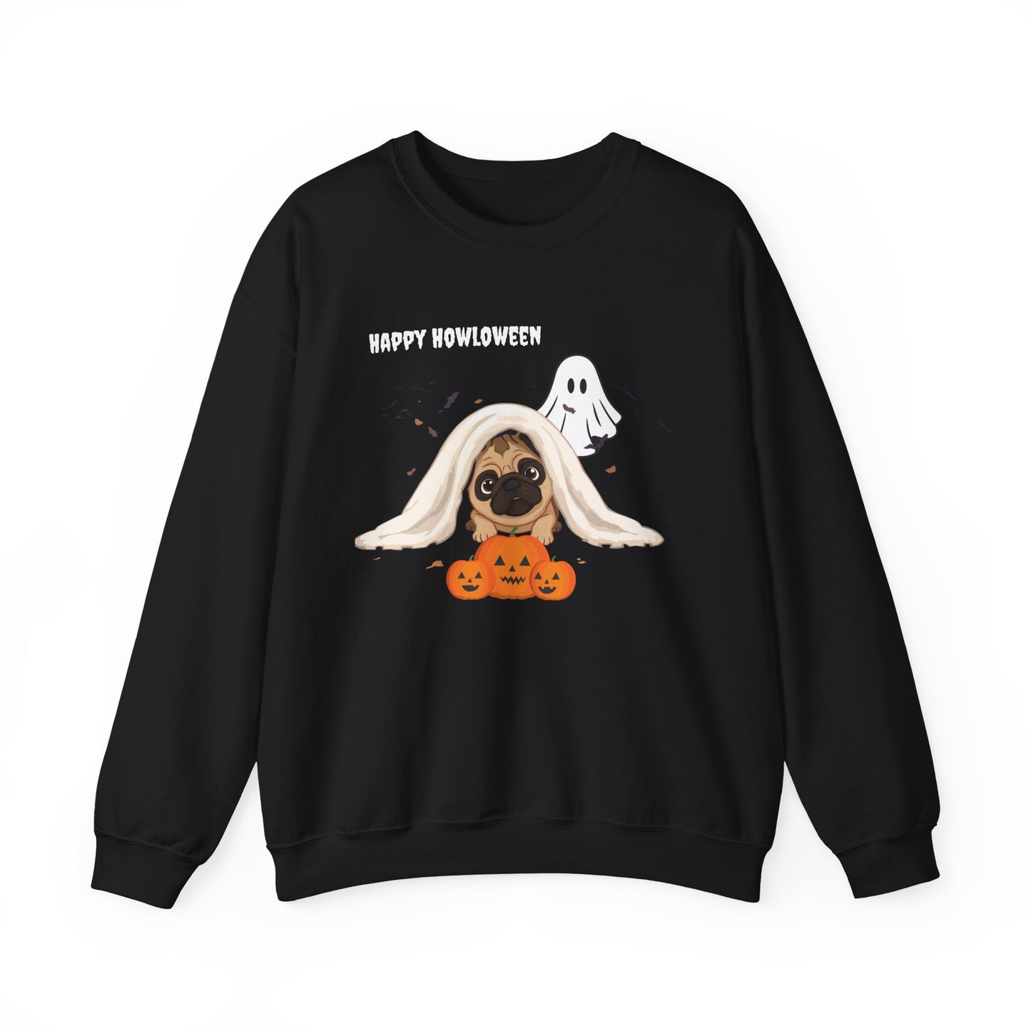 Crewneck Sweatshirt - Cute Pug Halloween Ghost Design