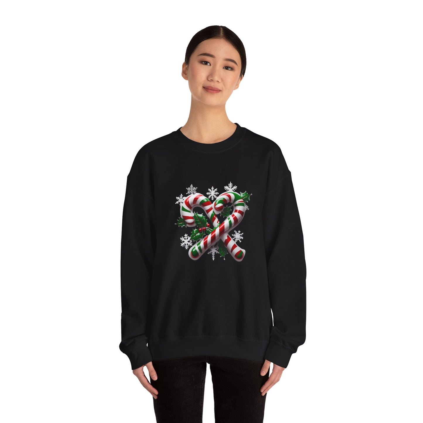 Holiday Candy Cane Sweatshirt - Christmas Sweater, Festive Crewneck