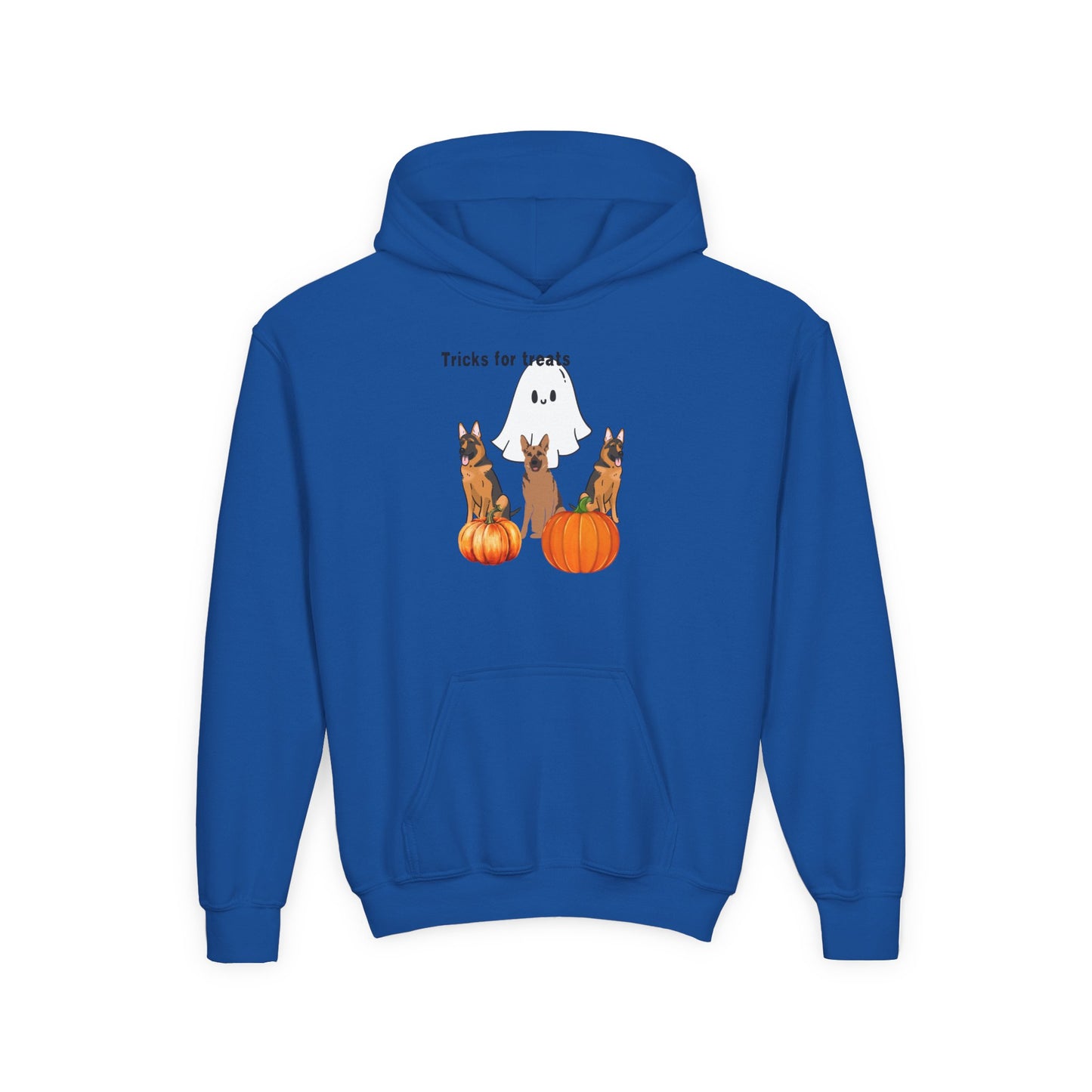 Youth Halloween Hoodie with Cute Dogs Tricks for Treats