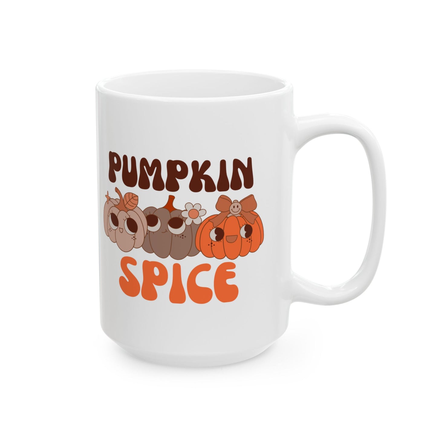 Whimsical Pumpkin Spice Mug, Cute Fall Drinkware 11oz & 15oz