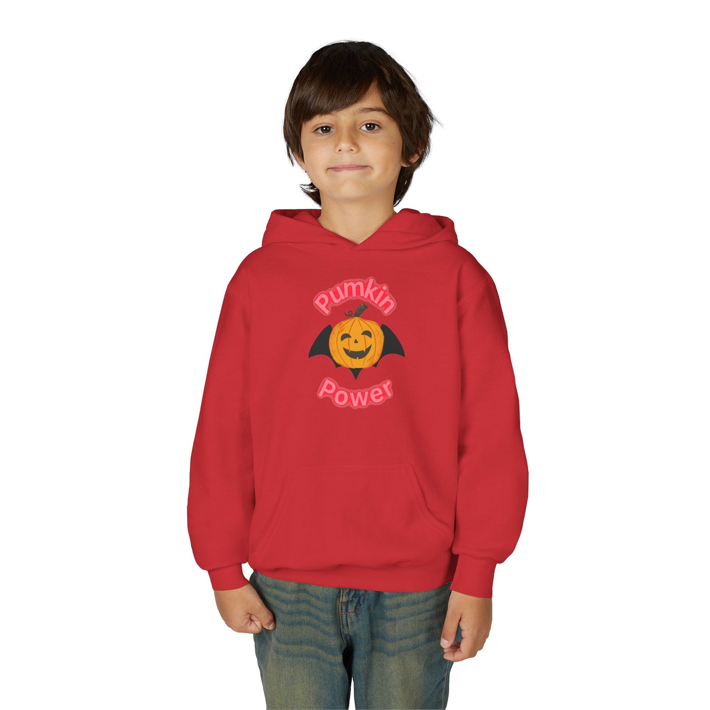 Youth Halloween Hoodie, Pumpkin Power Sweatshirt, Cozy Fall Apparel
