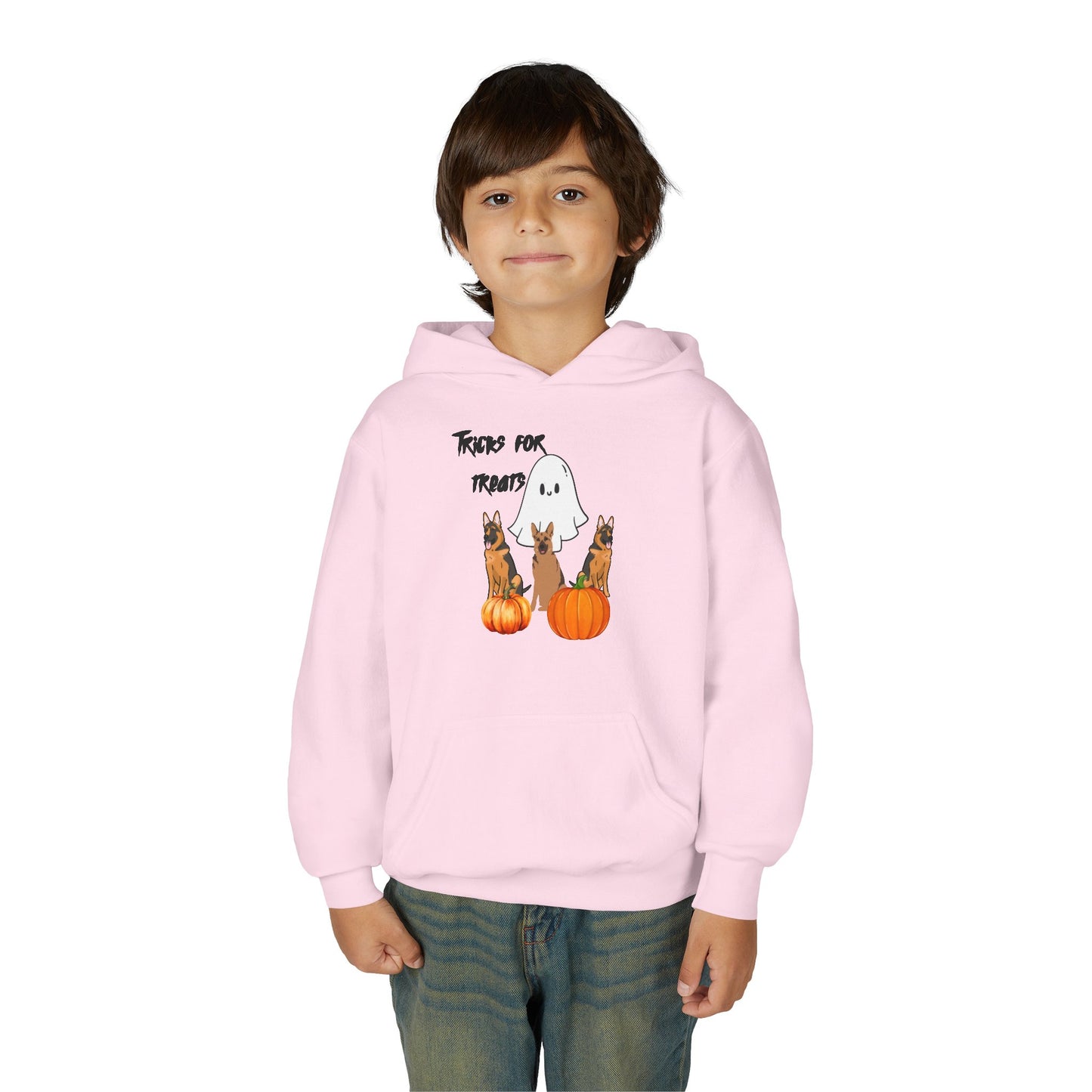 Youth Halloween Sweatshirt with Ghost and Pumpkins