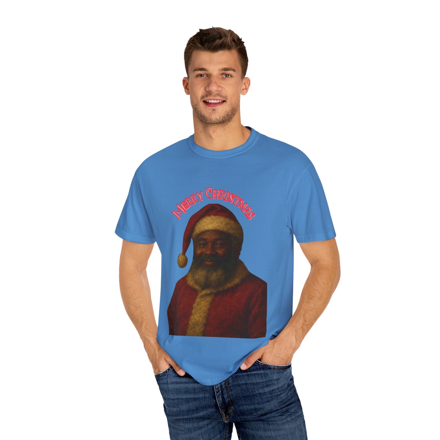 Merry Christmas Vintage Santa T-shirt, Unisex Holiday Tee, Festive Gift, Christmas Apparel, Cool Casual Wear, Seasonal Celebration Shirt
