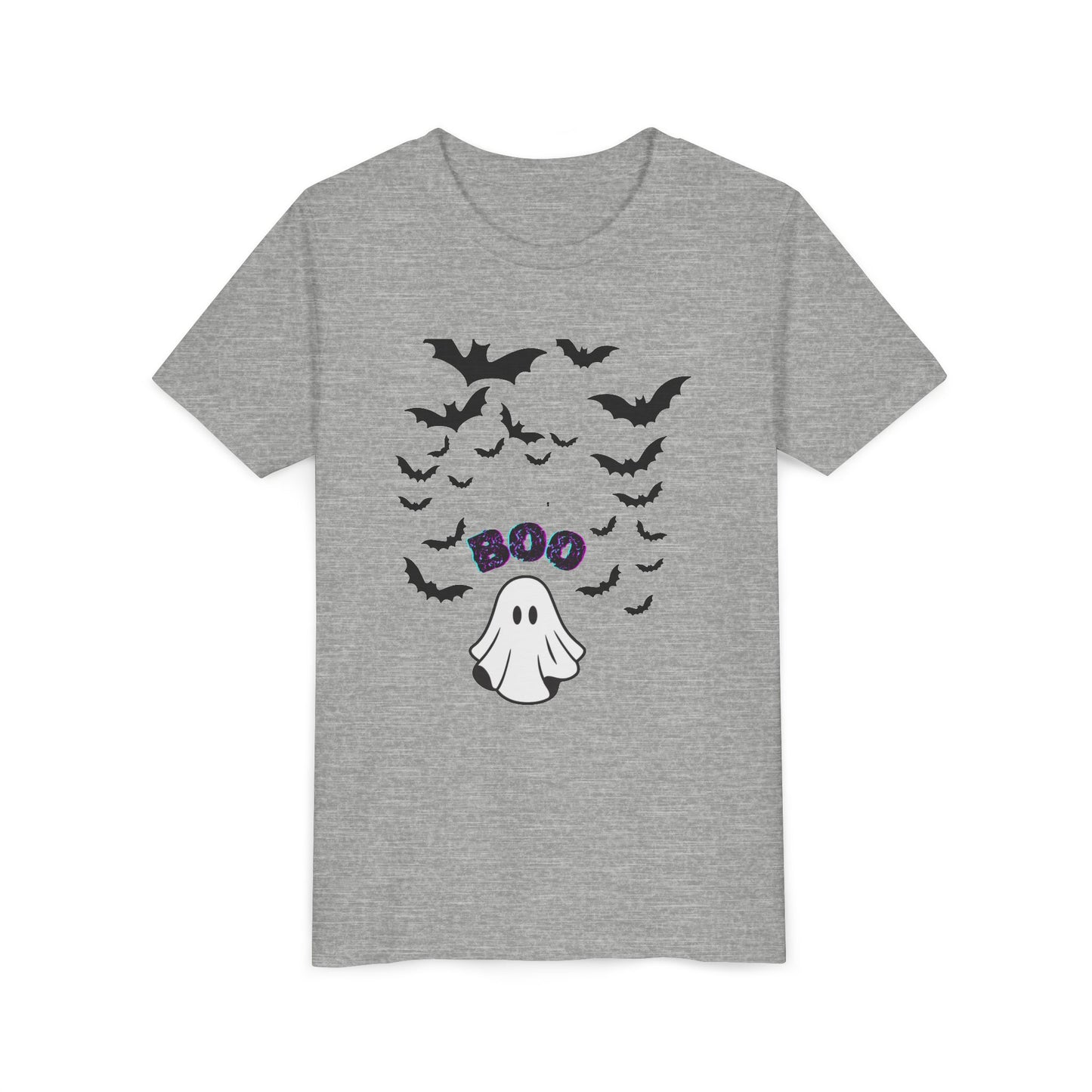 Halloween Youth Tee, Spooky Ghost & Bats Shirt