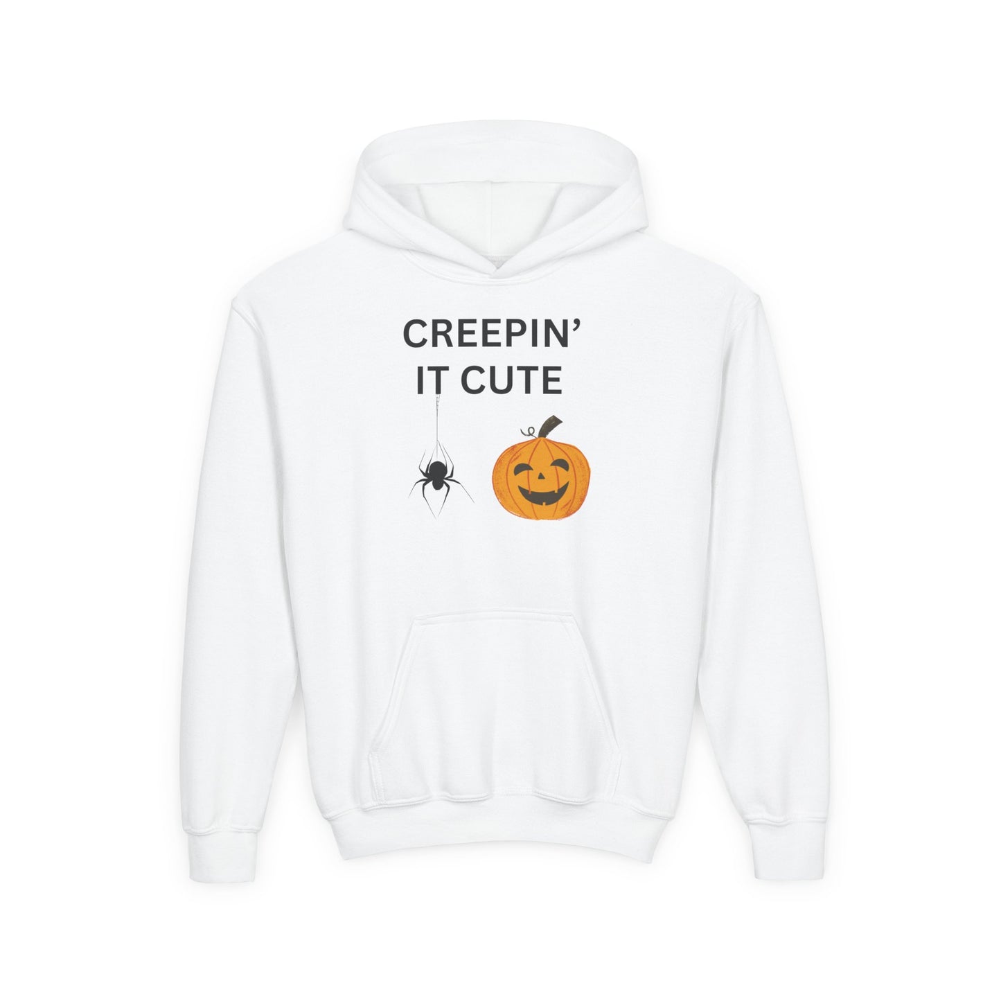 Halloween Youth Hoodie - Creepin' It Cute, Spooky Sweatshirt, Kids Halloween Costume, Cozy Fall Wear, Trick or Treat Apparel