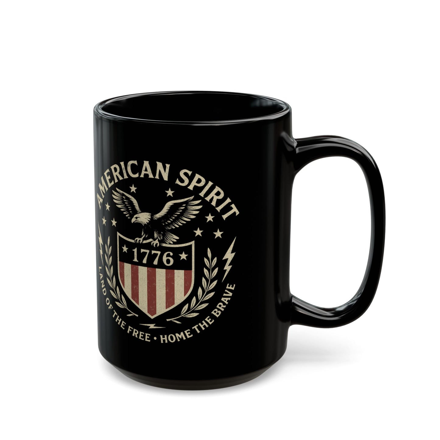 Patriotic Black Mug - American Spirit, 4th of July Gift, Coffee Mug, Veteran Appreciation, Home Decor