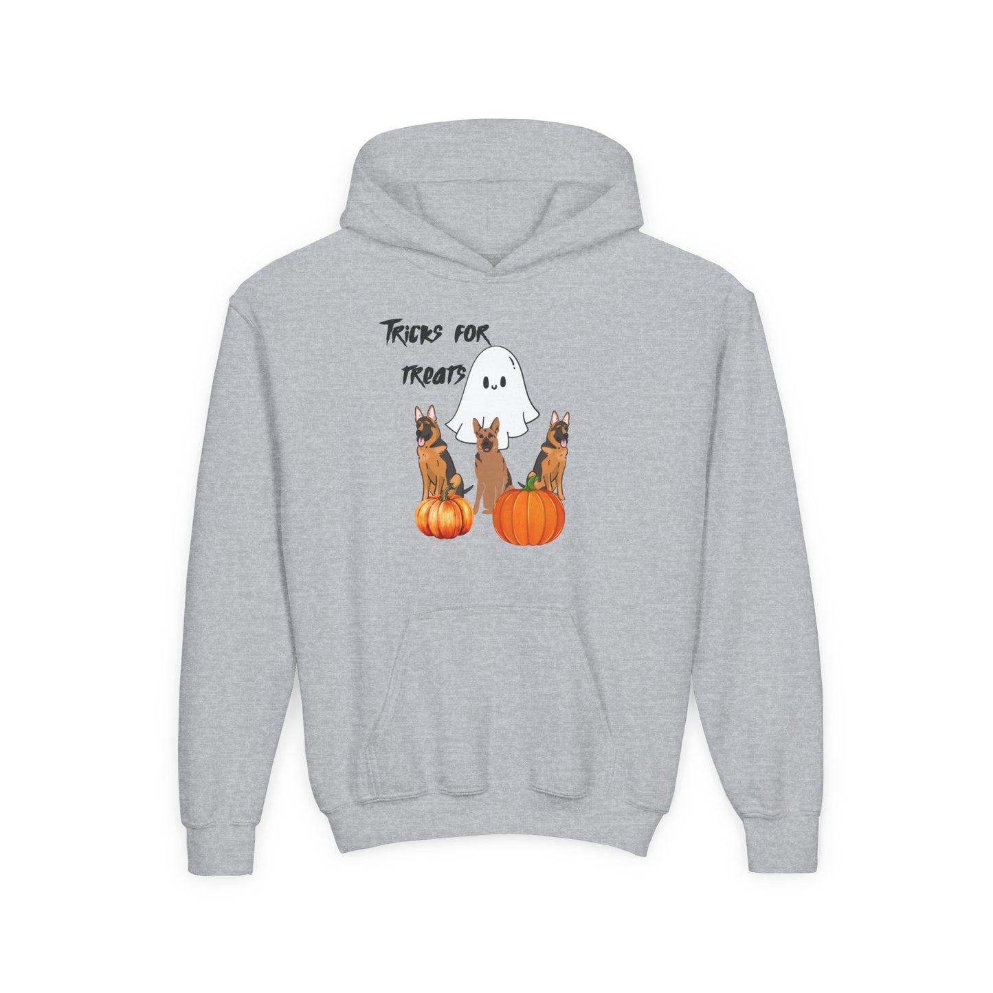 Youth Halloween Sweatshirt with Ghost and Pumpkins