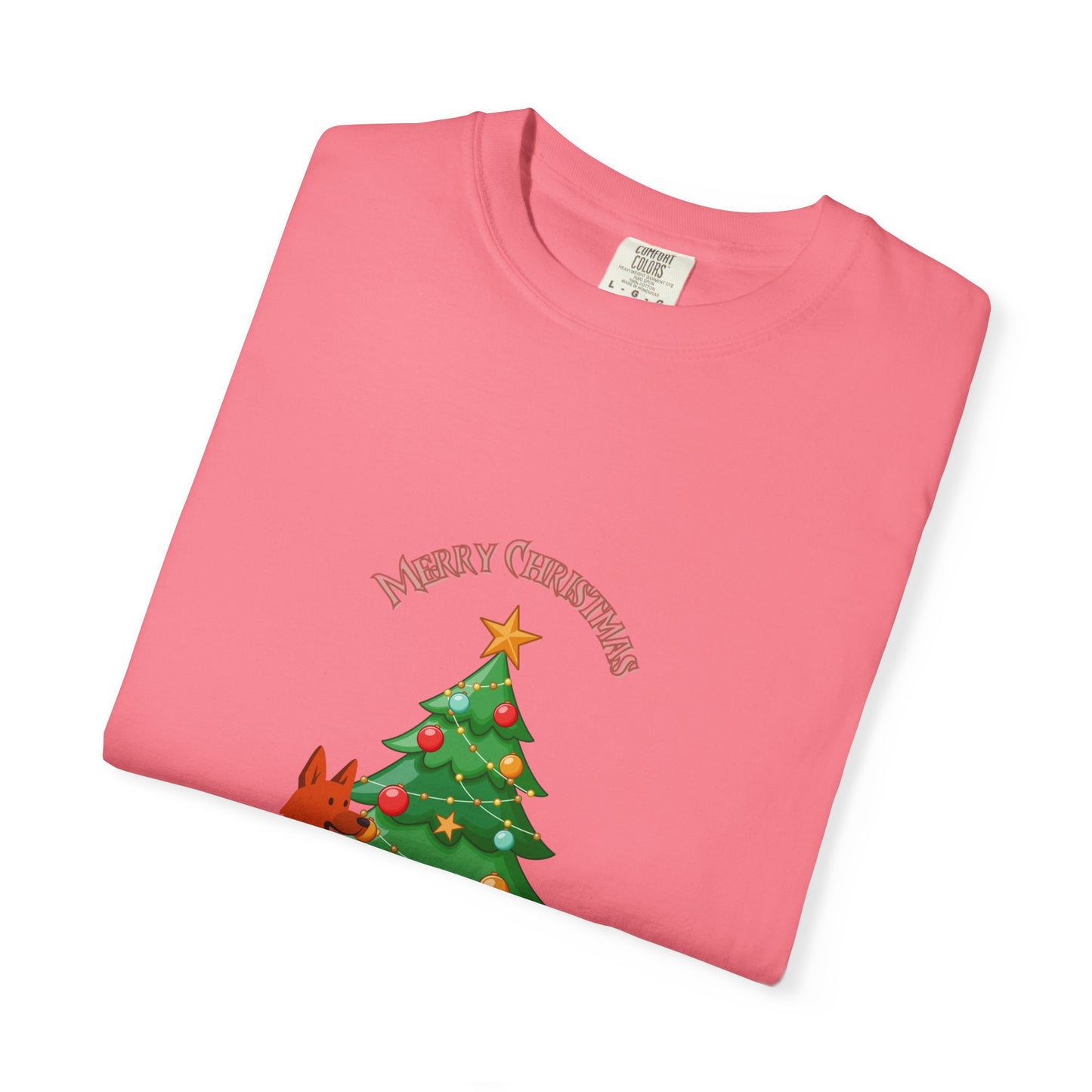 Merry Christmas Dog T-shirt | Unisex Garment-Dyed Tee for Holiday Cheer, Dog Lovers, Christmas Gift, Festive Apparel, Winter Fun