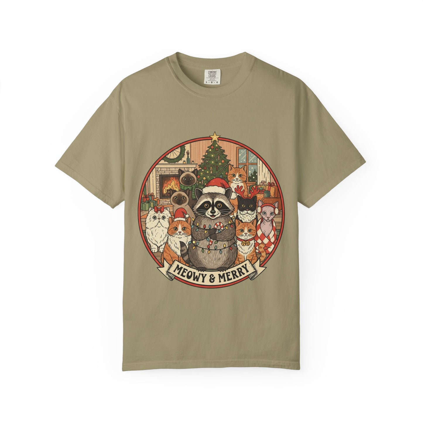 Meowy & Merry Holiday T-shirt, Cute Pet Lover Tee, Unisex Christmas Shirt, Gift for Cat Lovers, Fun Festive Apparel