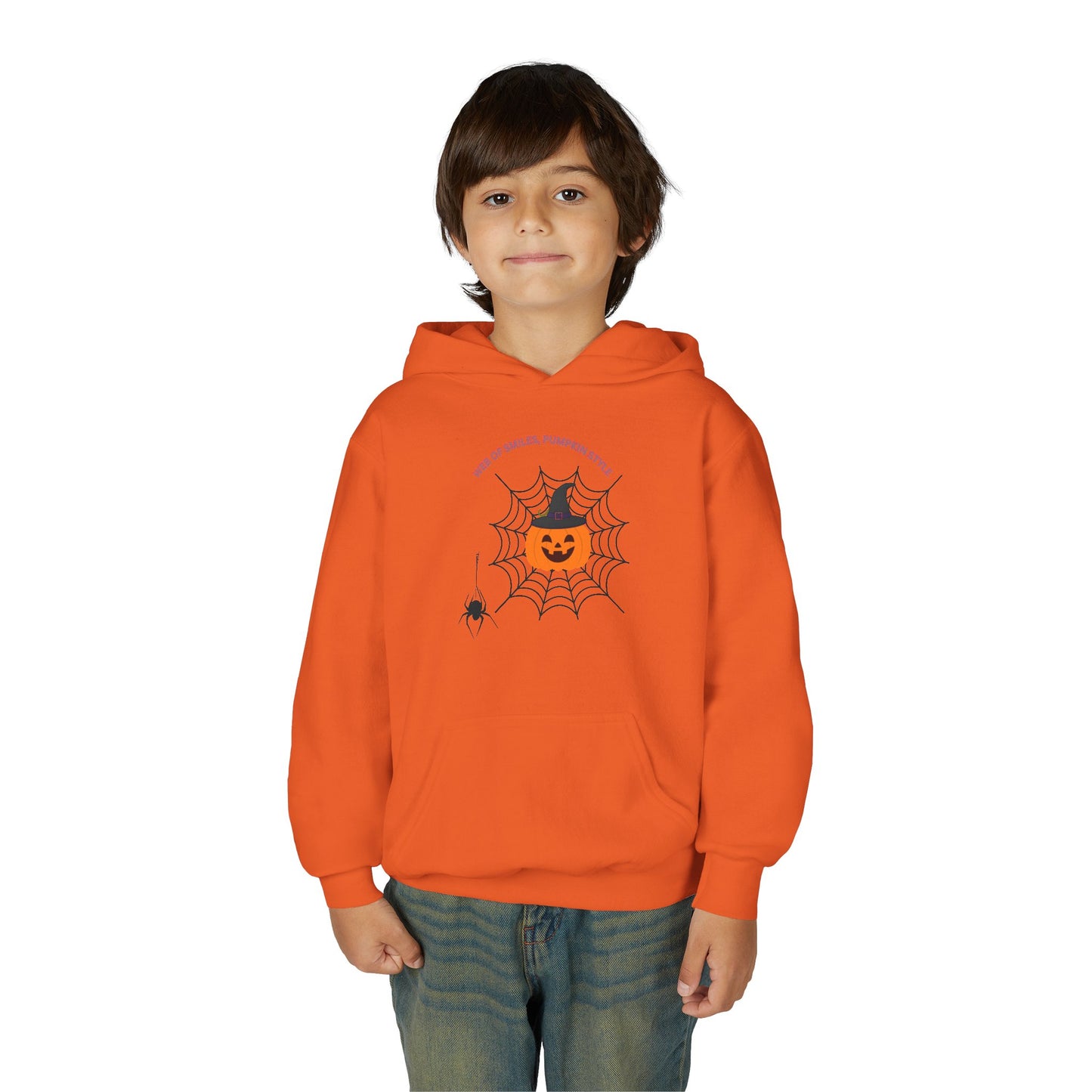 Youth Halloween Pumpkin Hoodie, Fun Fall Apparel, Kid's Cozy Sweatshirt for Halloween, Pumpkin Spice Theme, Spooky Season Must-Have