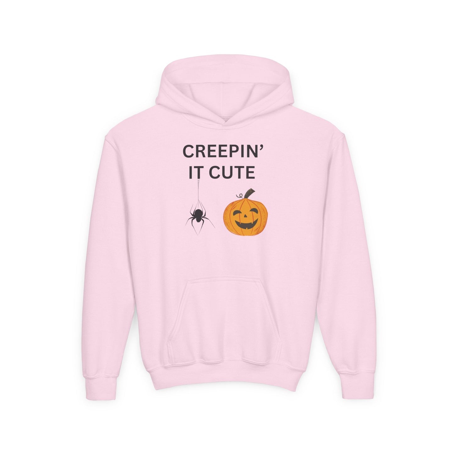 Halloween Youth Hoodie - Creepin' It Cute, Spooky Sweatshirt, Kids Halloween Costume, Cozy Fall Wear, Trick or Treat Apparel