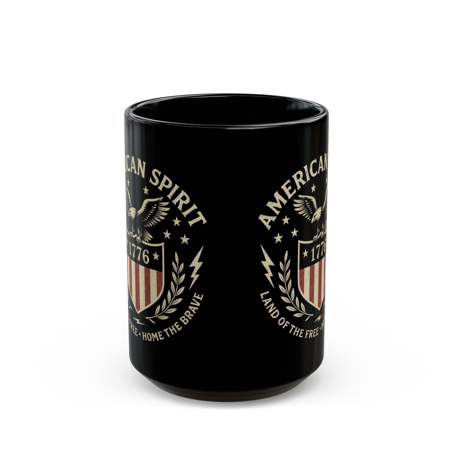 Patriotic Black Mug - American Spirit, 4th of July Gift, Coffee Mug, Veteran Appreciation, Home Decor