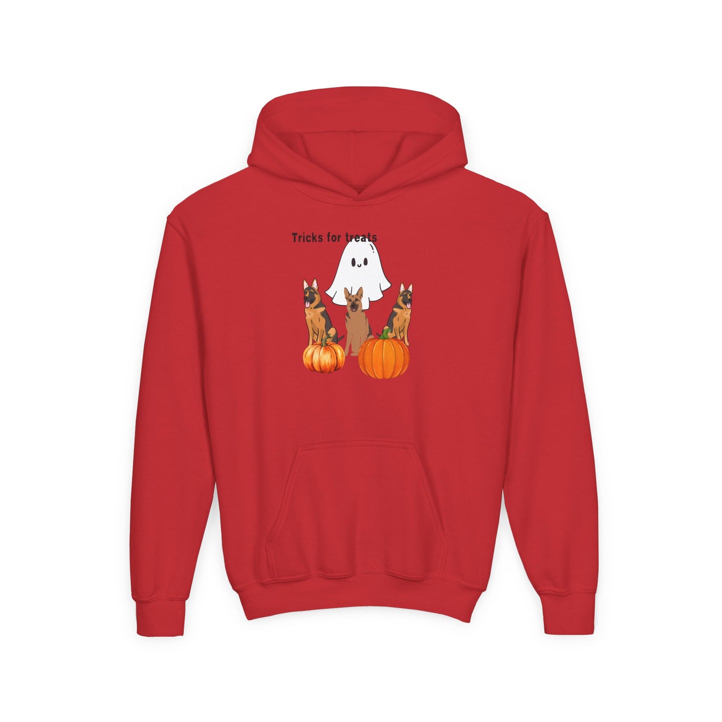 Youth Halloween Hoodie with Cute Dogs Tricks for Treats