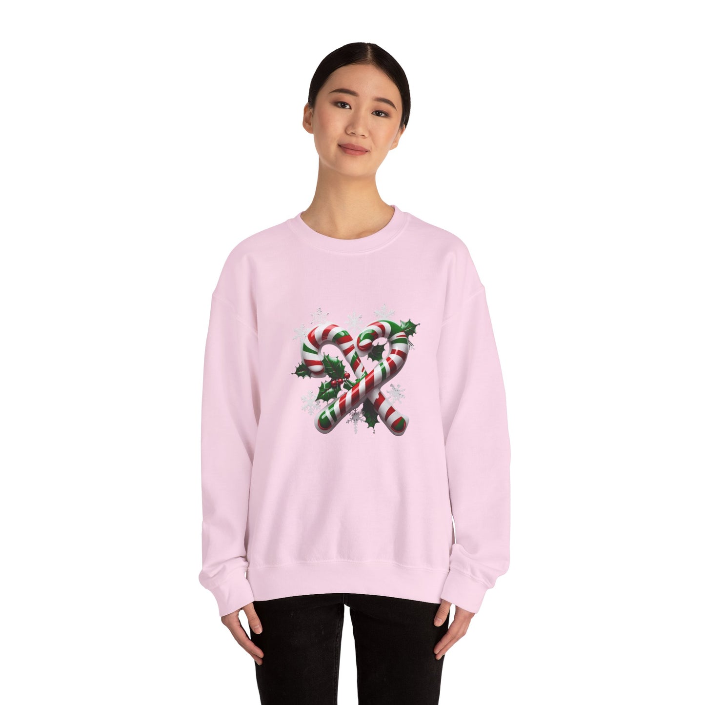 Holiday Candy Cane Sweatshirt - Christmas Sweater, Festive Crewneck