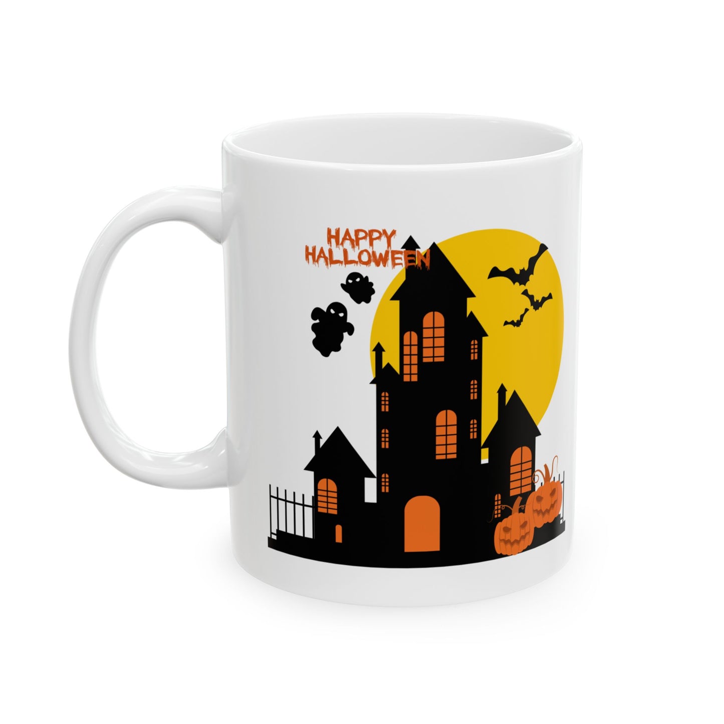 Halloween-Themed Ceramic Mug, Ghostly Tea Cup